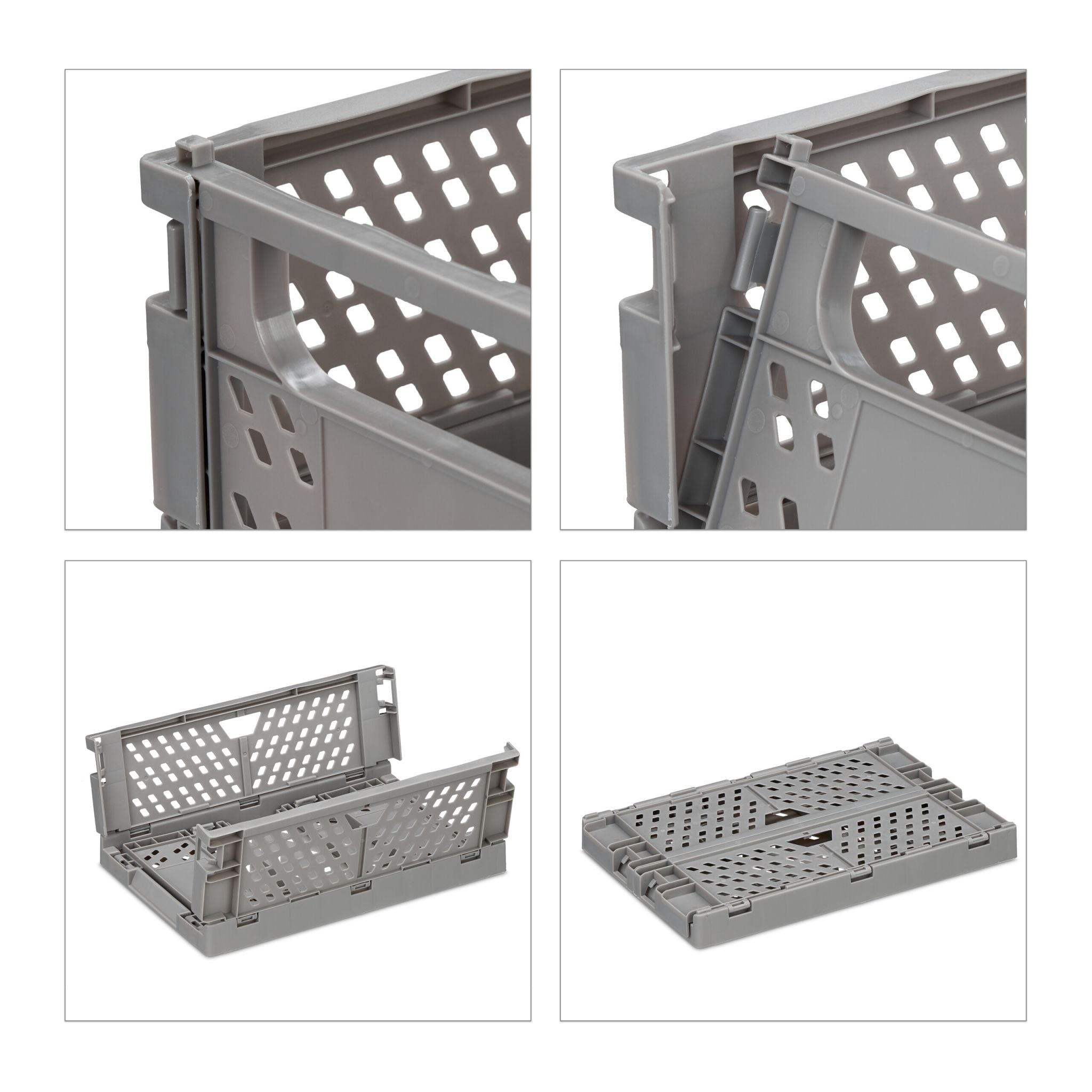 Kleine Klappbox 2er-Set Grau von Relaxdays