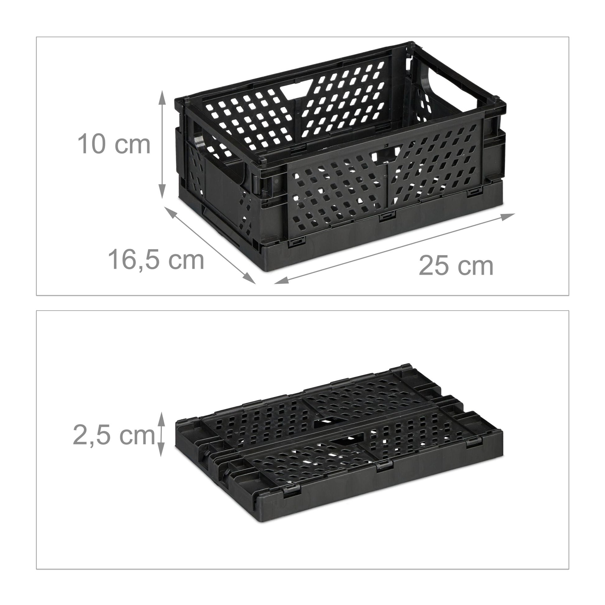 Kleine Klappbox 2er-Set Schwarz von Relaxdays