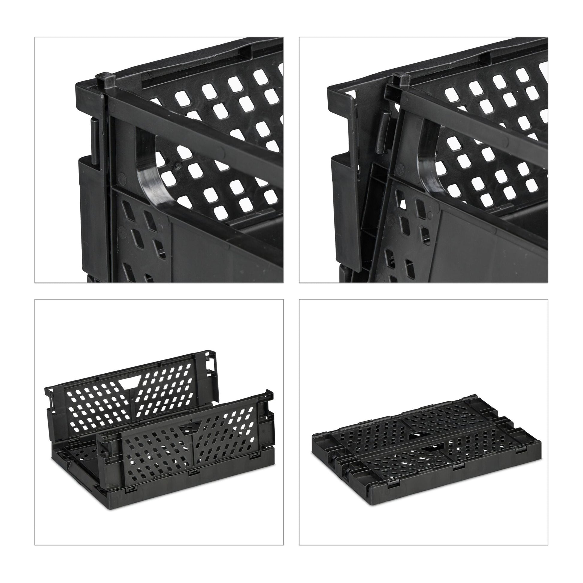 Kleine Klappbox 2er-Set Schwarz von Relaxdays