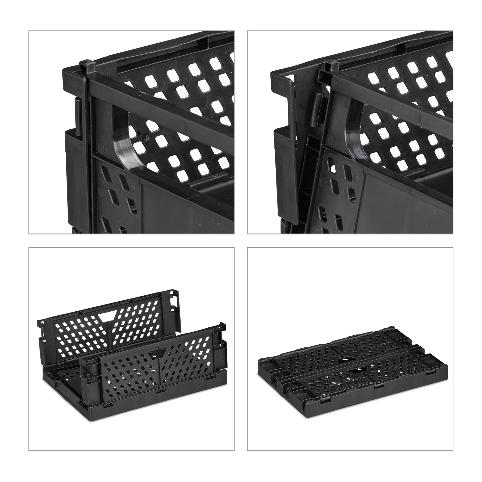 Kleine Klappbox 2er-Set Schwarz von Relaxdays