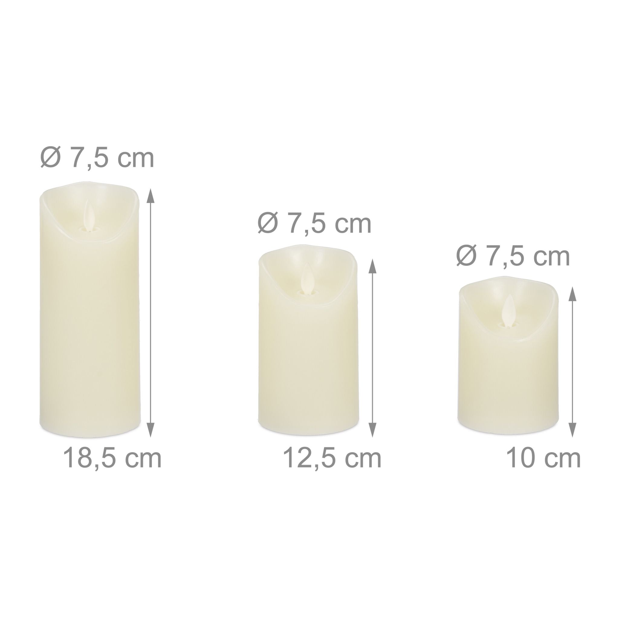 LED Kerzen 3er-Set Creme von Relaxdays