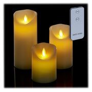 LED Kerzen 3er-Set mit Fernbedienung Creme-Schwarz-Silber von Relaxdays