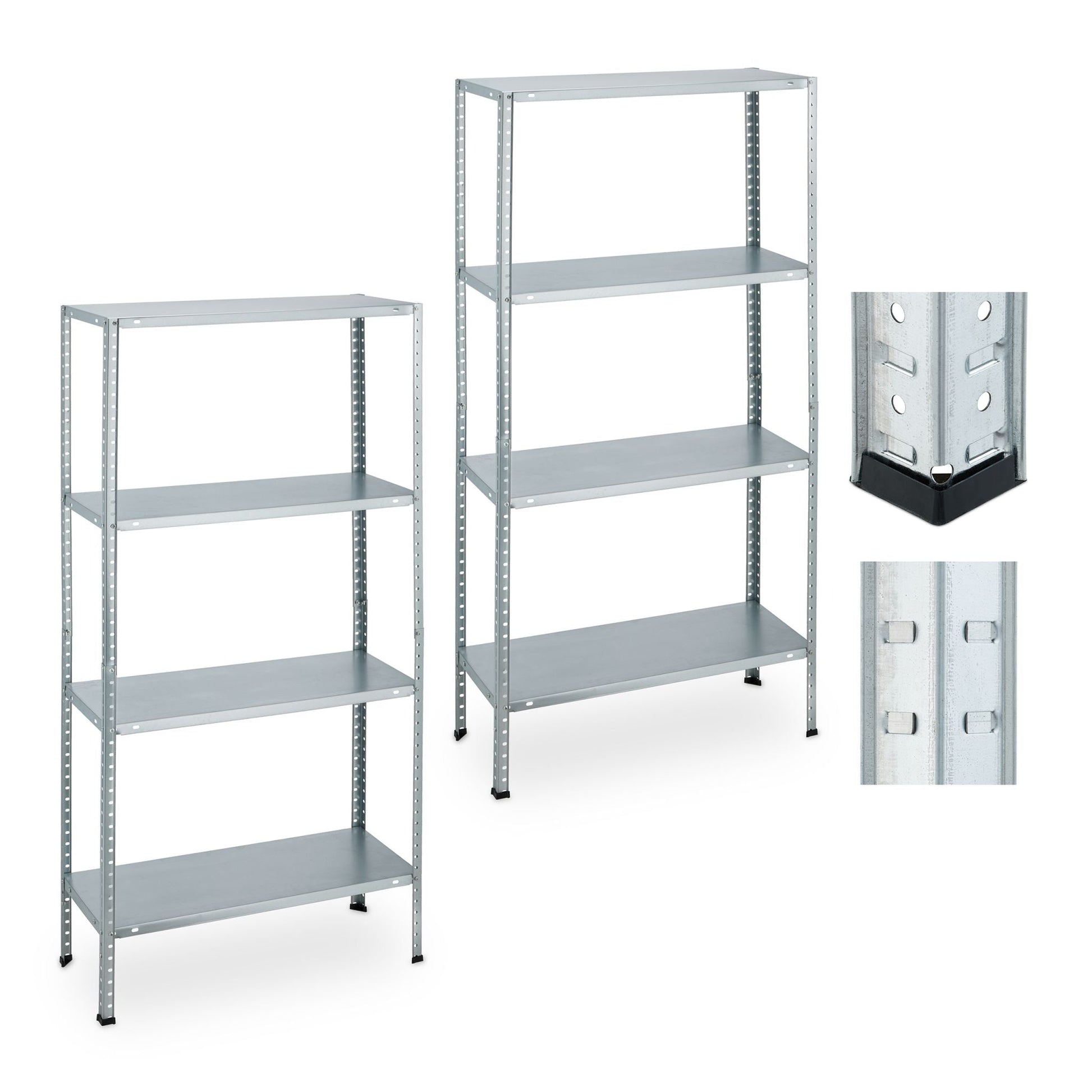 Verzinktes Schwerlastregal 2er-Set Schwarz-Silber von Relaxdays