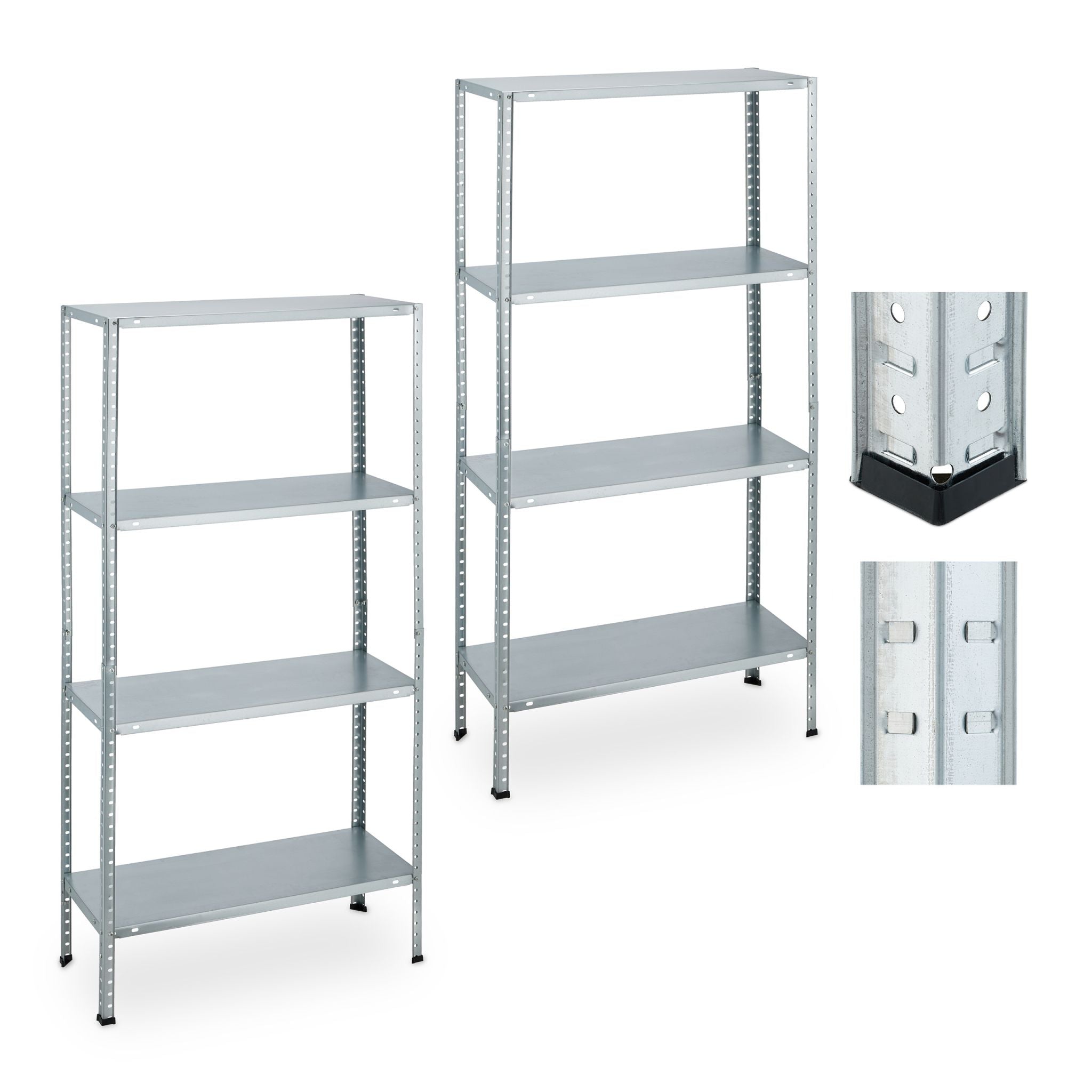 Verzinktes Schwerlastregal 2er-Set Schwarz-Silber von Relaxdays