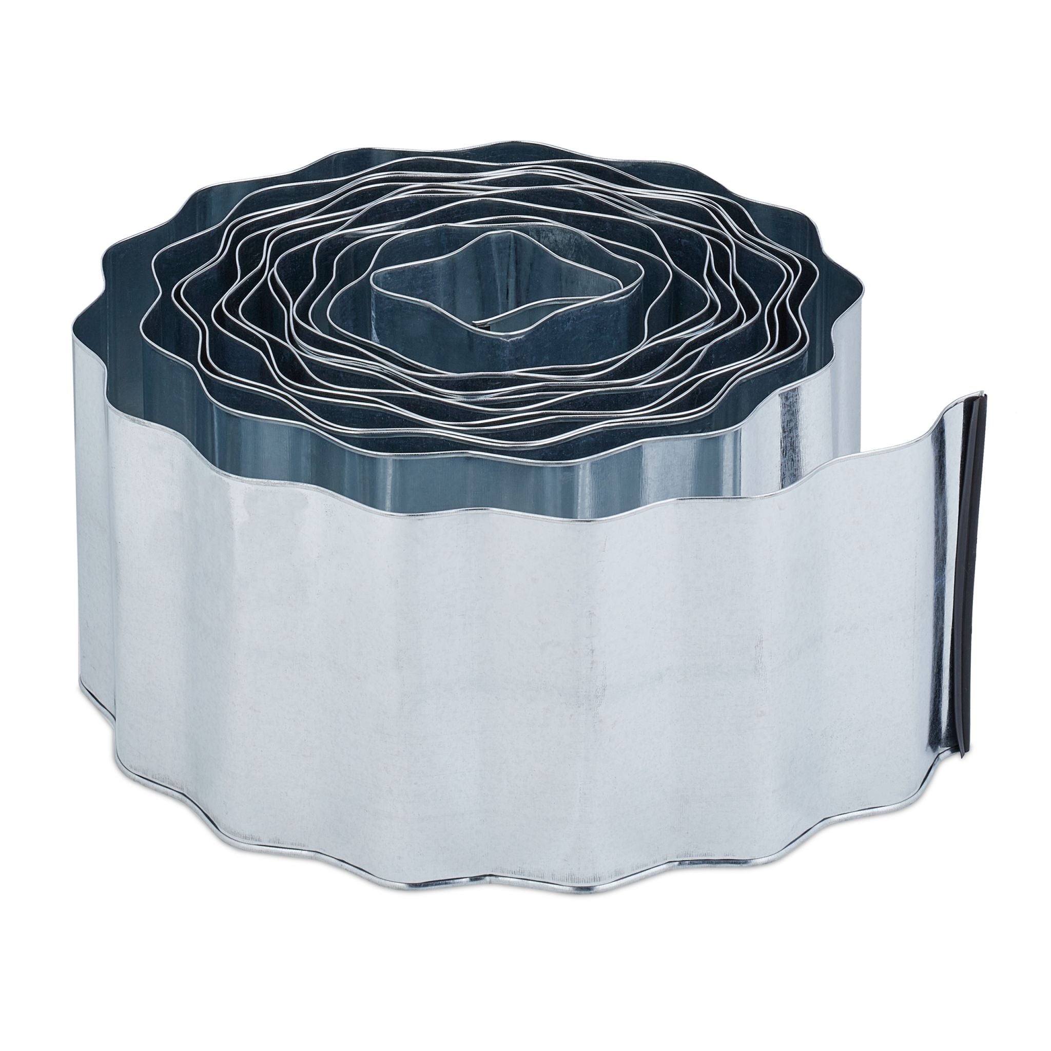 Rasenkante 8m Metall Schwarz-Silber von Relaxdays