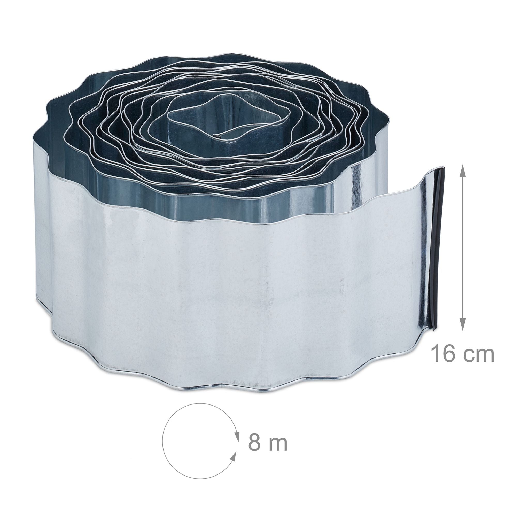 Rasenkante 8m Metall Schwarz-Silber von Relaxdays