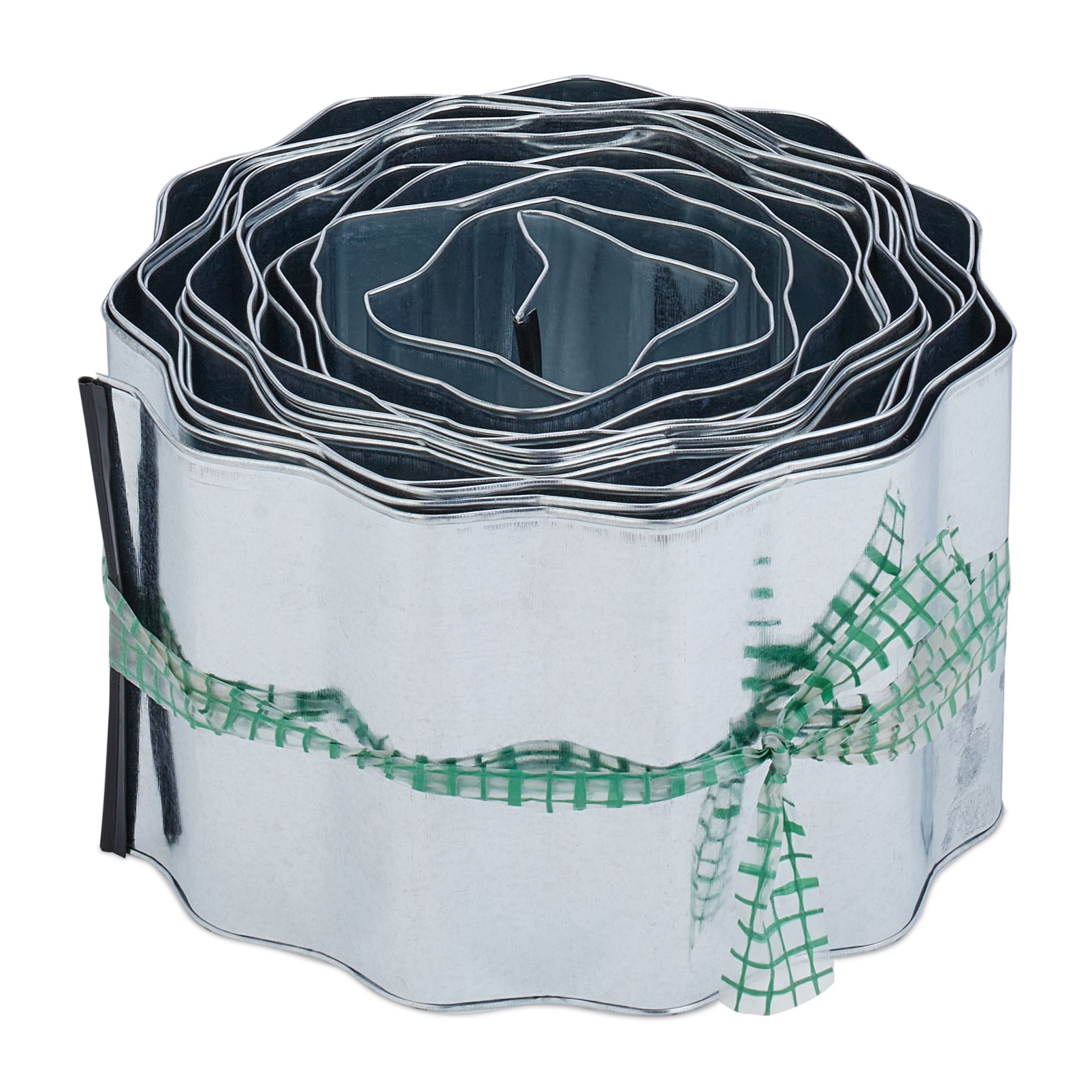Rasenkante 8m Metall Schwarz-Silber von Relaxdays