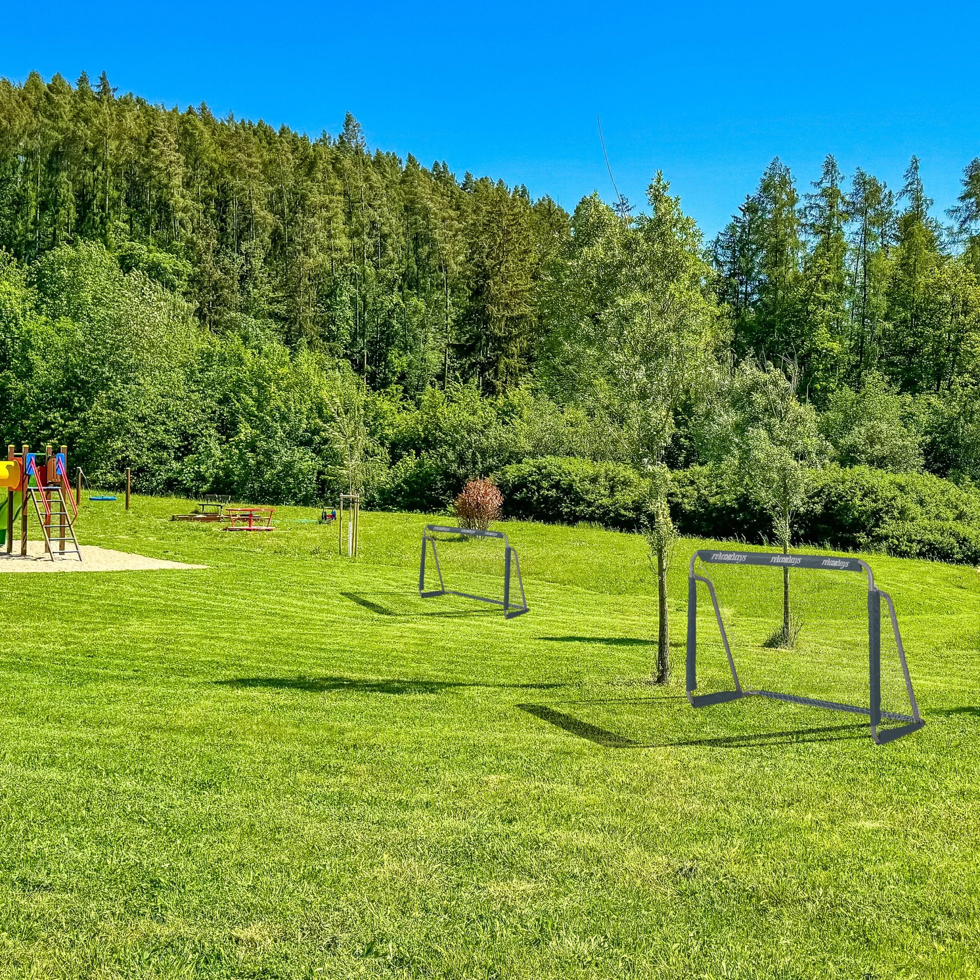 Graue Fussballtore 2er-Set Weiss-Grau von Relaxdays