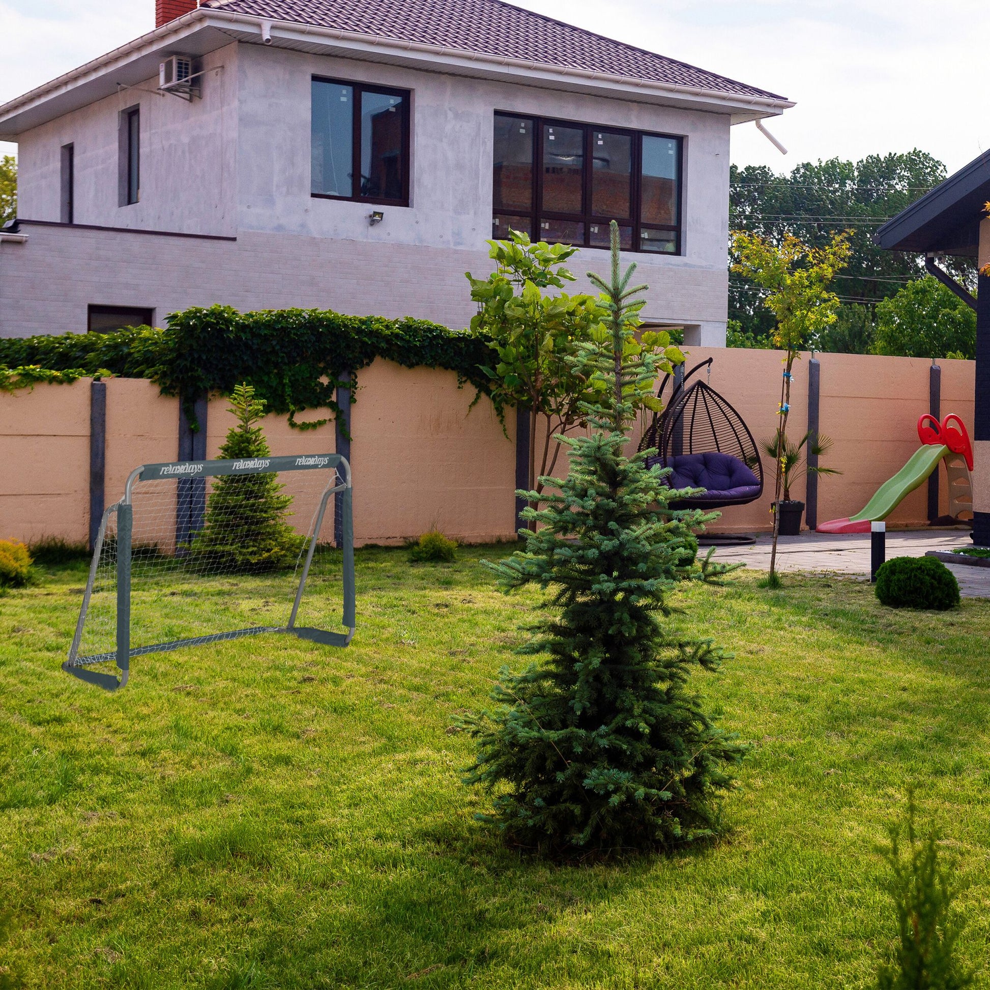 Fussballtor Weiss-Grau von Relaxdays