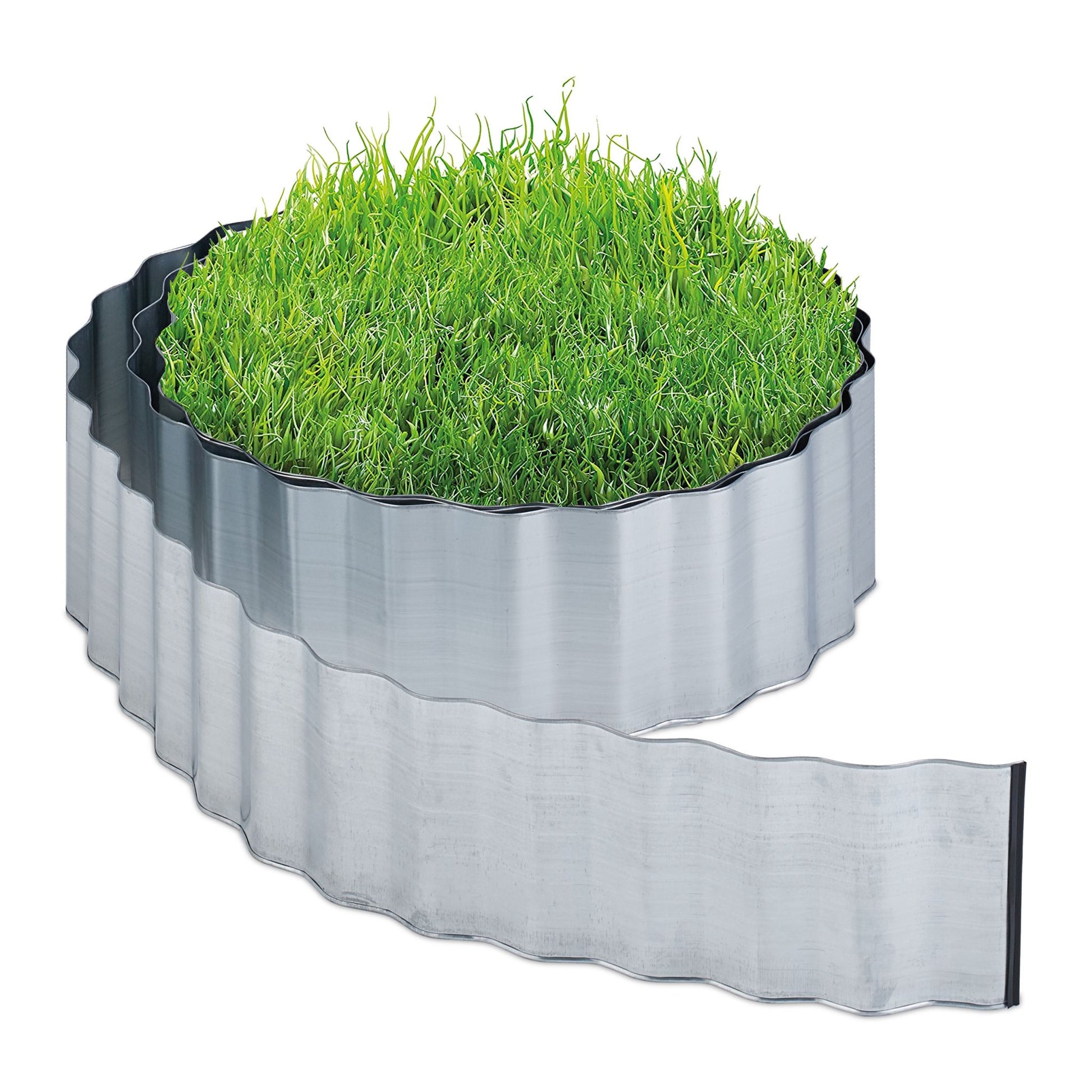 Rasenkante 6m Metall Silber von Relaxdays