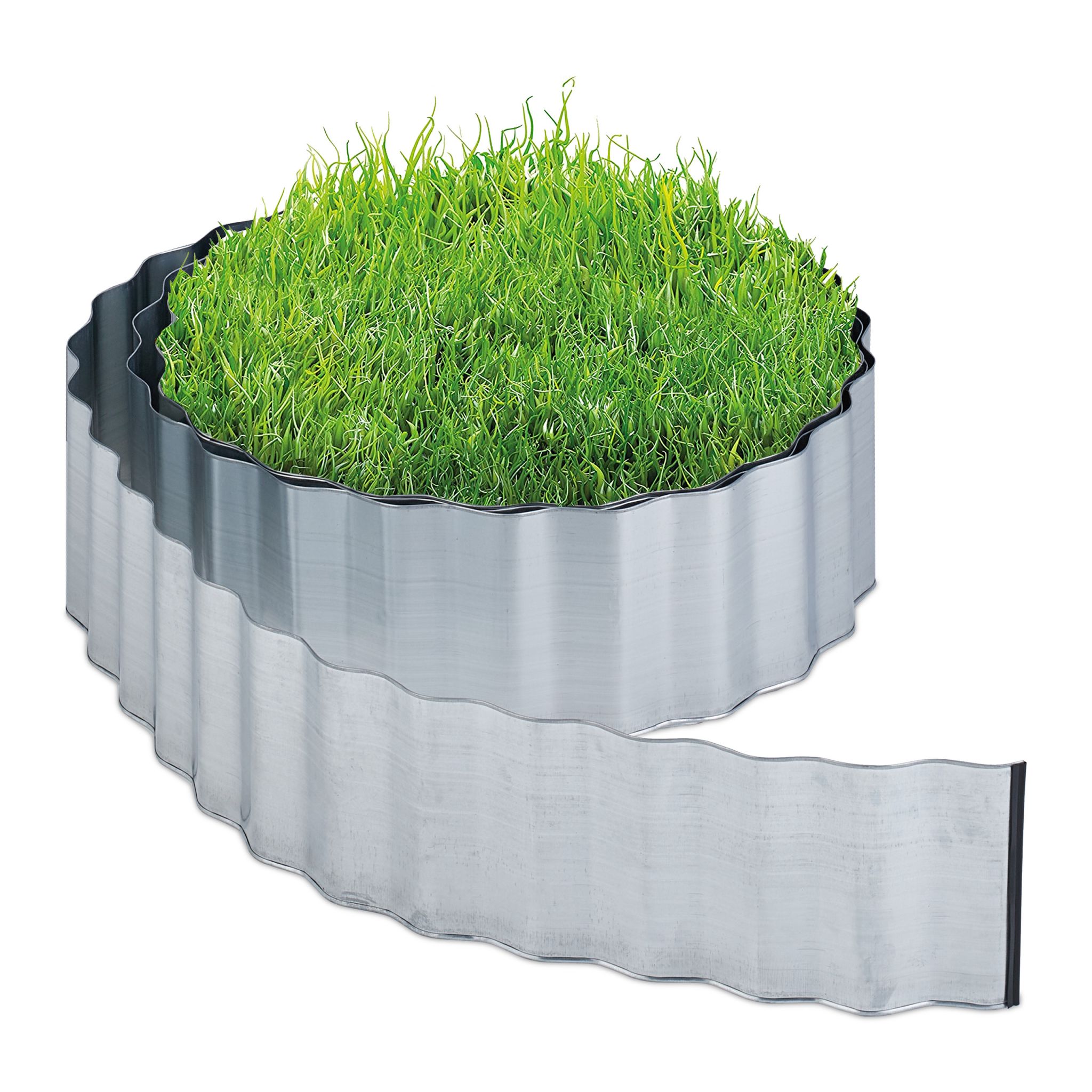 Rasenkante 6m Metall Silber von Relaxdays