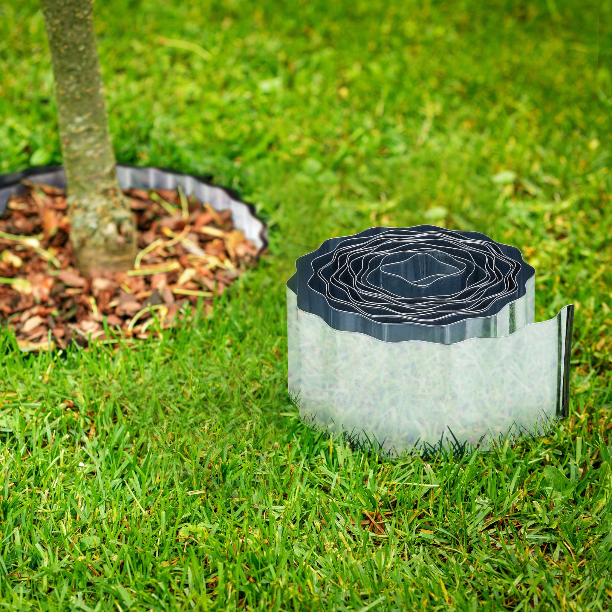 Rasenkante 6m Metall Silber von Relaxdays