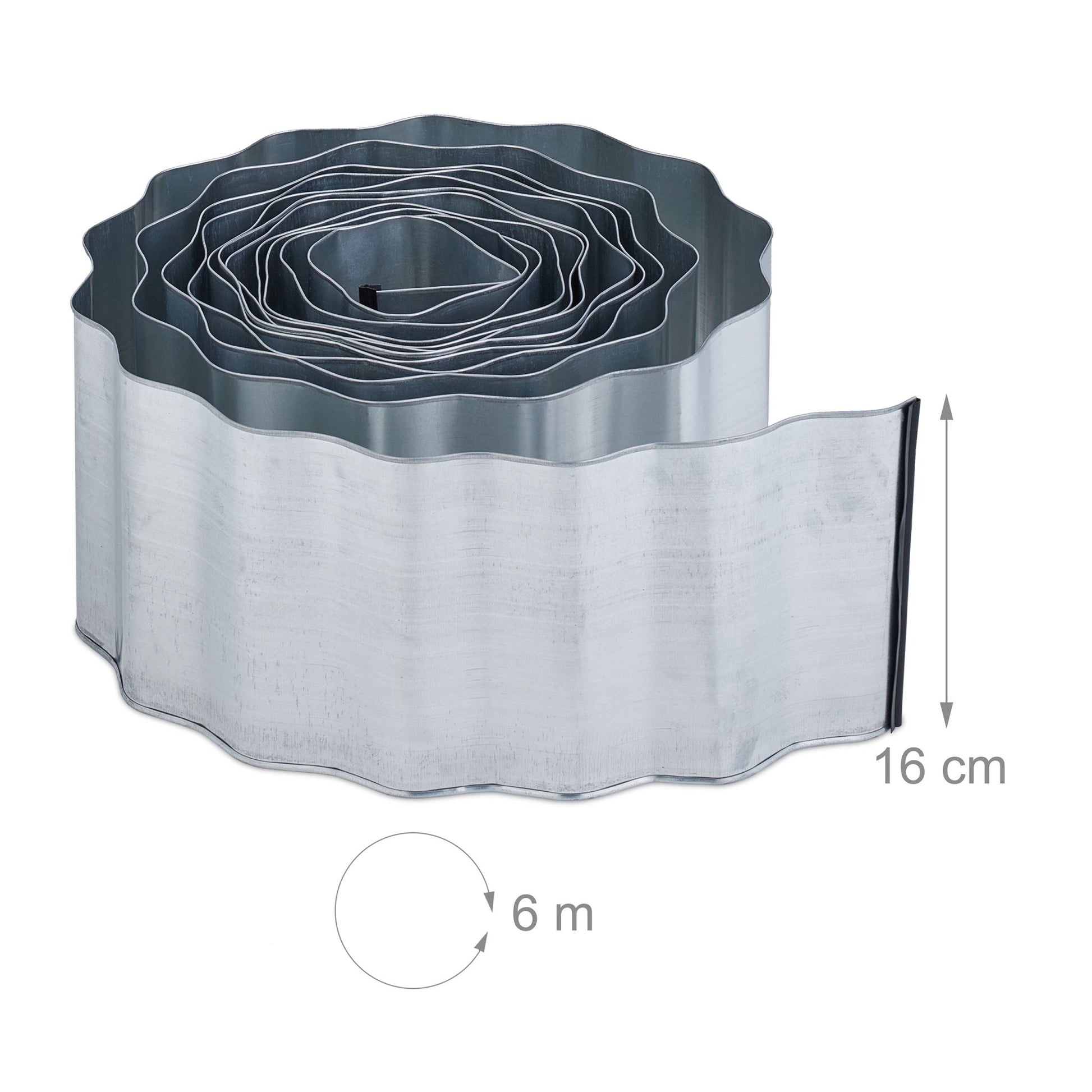 Rasenkante 6m Metall Silber von Relaxdays