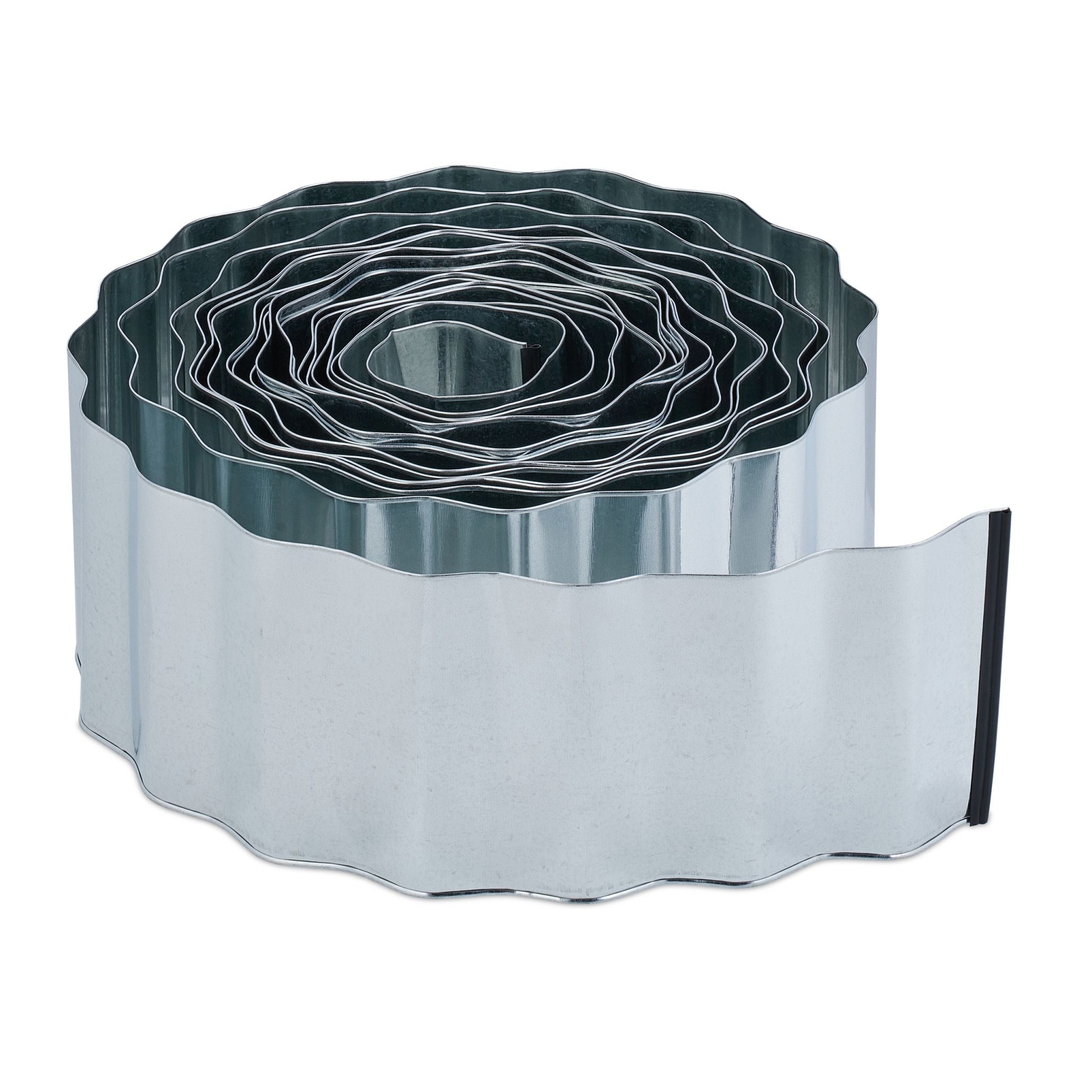 Rasenkante 15m Metall Silber von Relaxdays