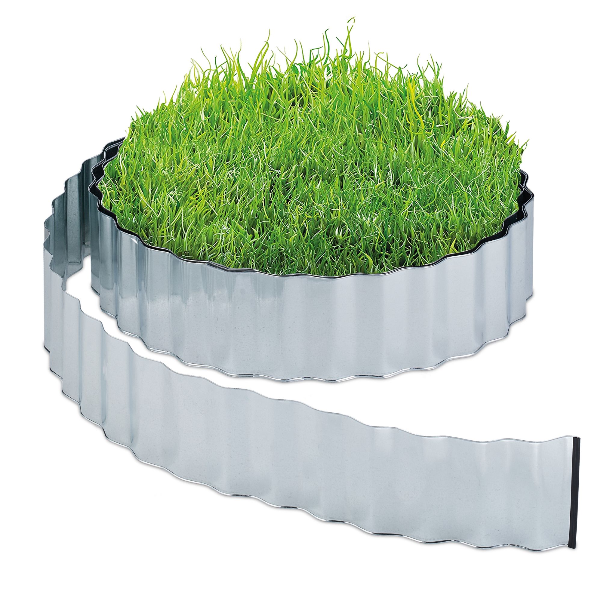 Rasenkante 15m Metall Silber von Relaxdays