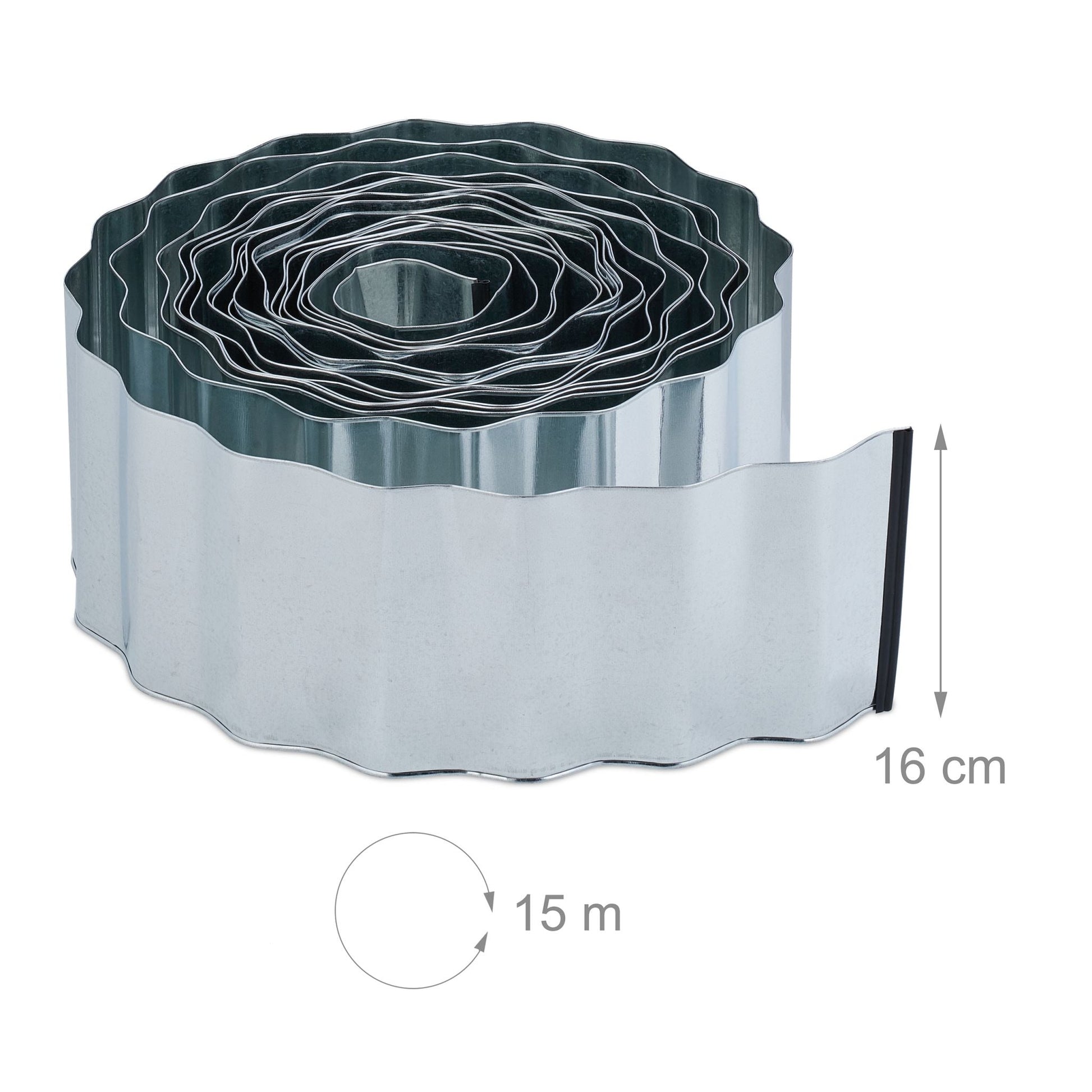 Rasenkante 15m Metall Silber von Relaxdays