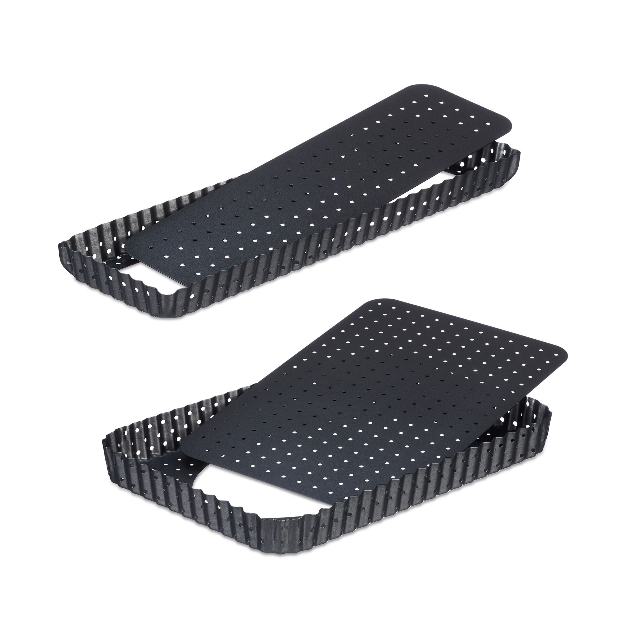Tarteform 2er-Set mit Löchern Anthrazit von Relaxdays