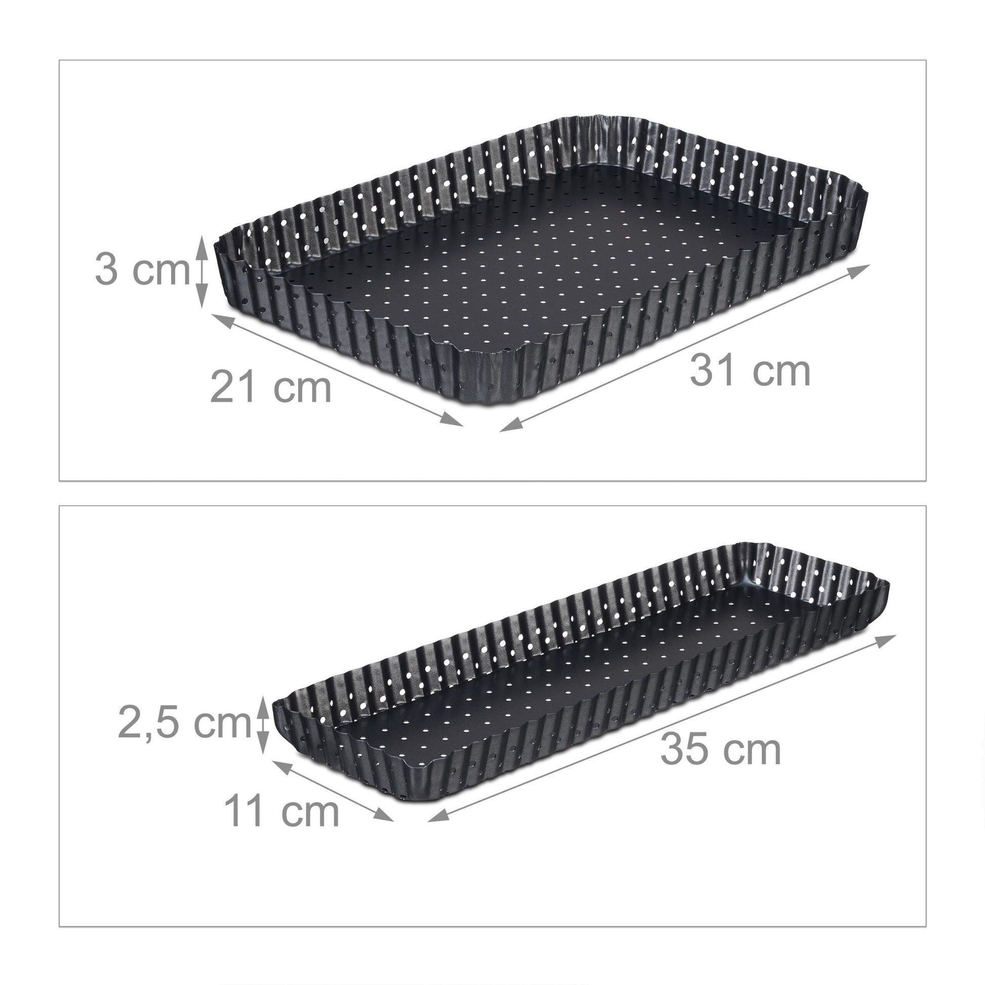 Tarteform 2er-Set mit Löchern Anthrazit von Relaxdays