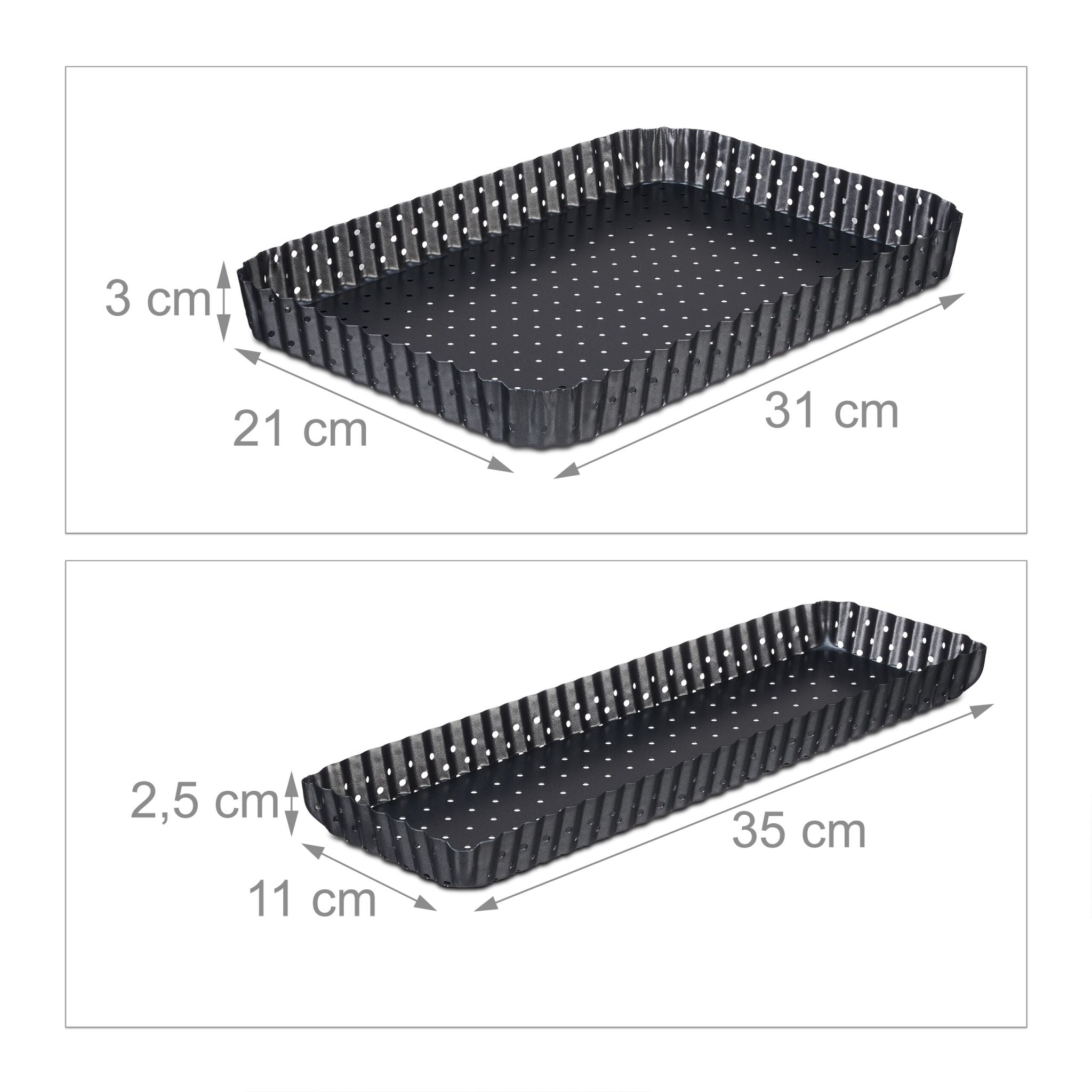 Tarteform 2er-Set mit Löchern Anthrazit von Relaxdays