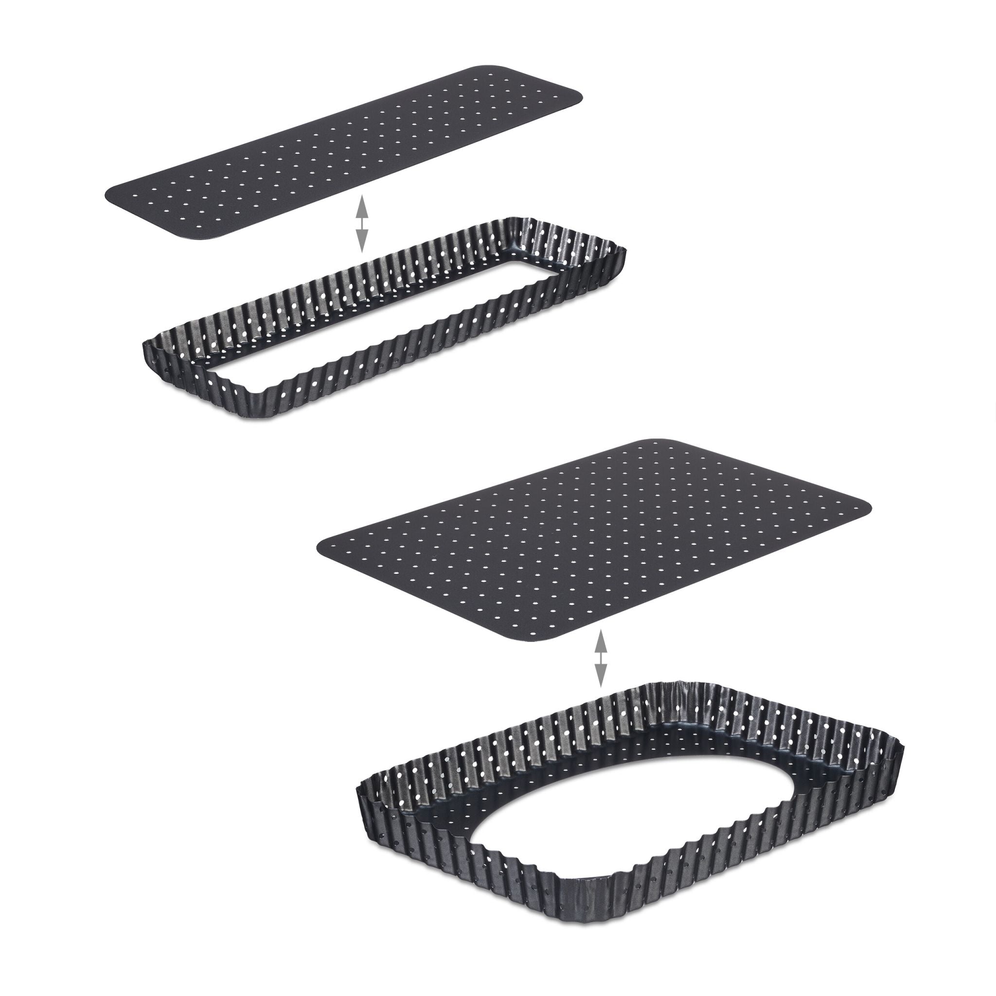 Tarteform 2er-Set mit Löchern Anthrazit von Relaxdays