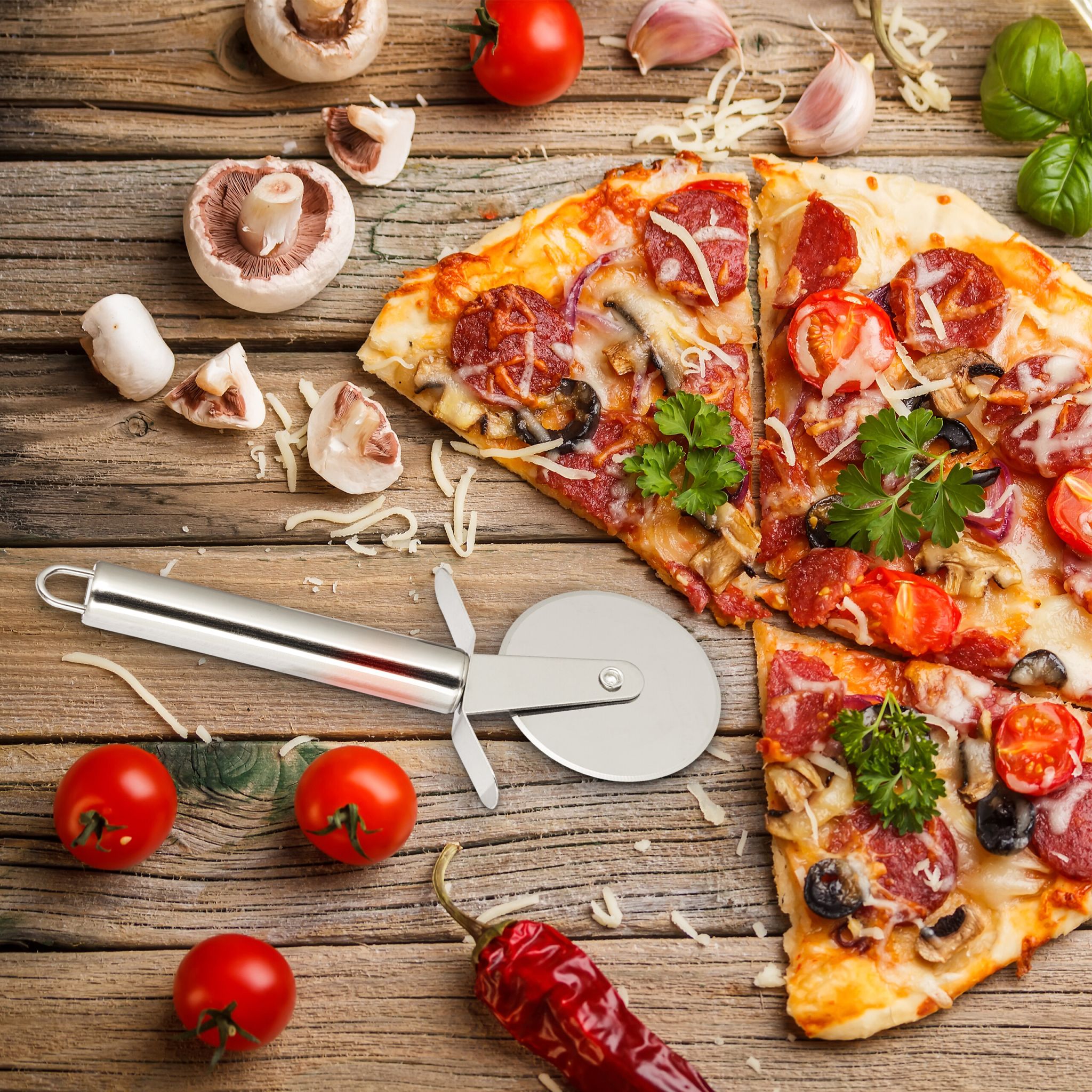 Pizzaschneider 3er-Set Silber von Relaxdays
