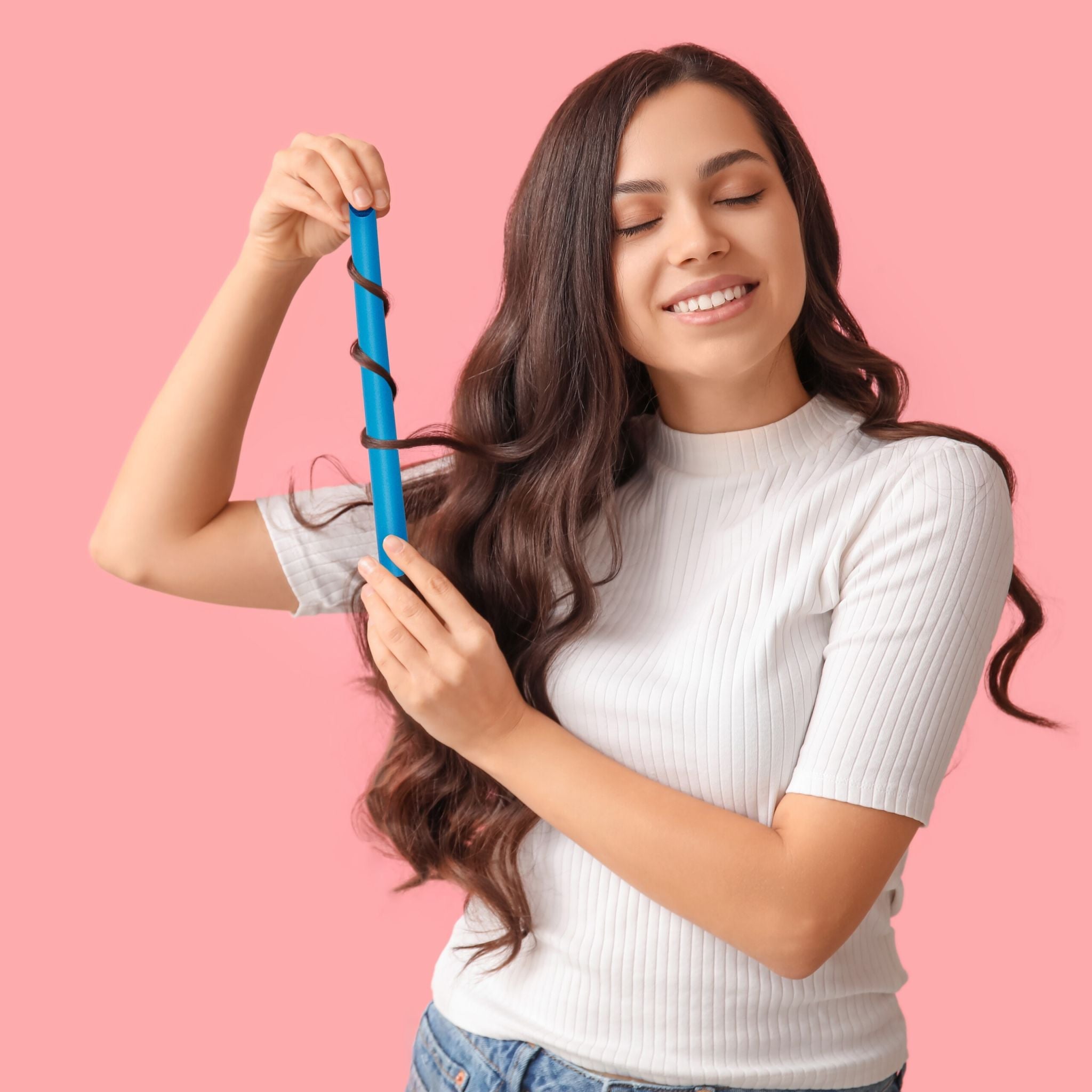 Lockenwickler-Set mit Tasche 48-tlg. Blau-Gelb-Pink von Relaxdays
