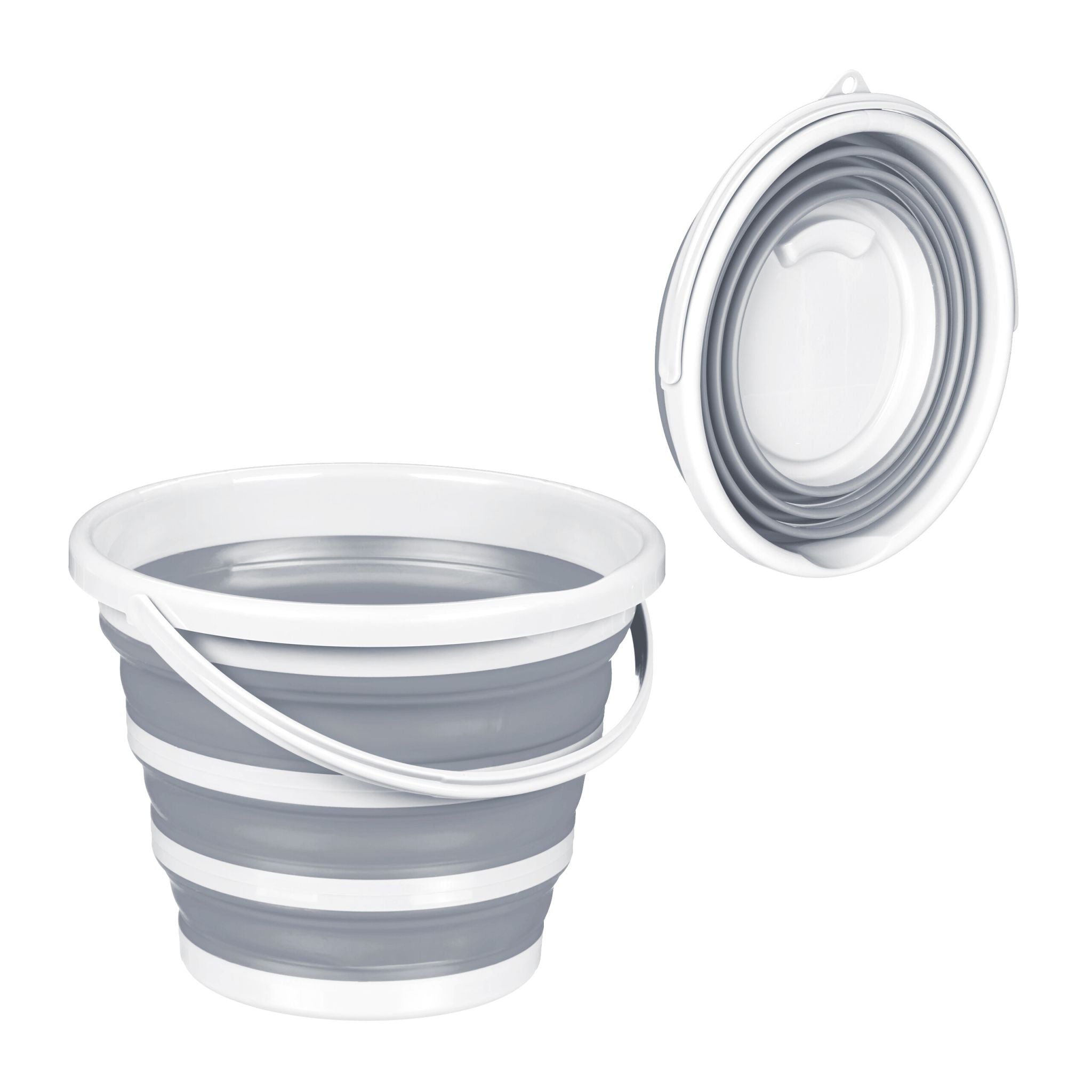 Eimer faltbar 10 Liter Weiss-Grau von Relaxdays
