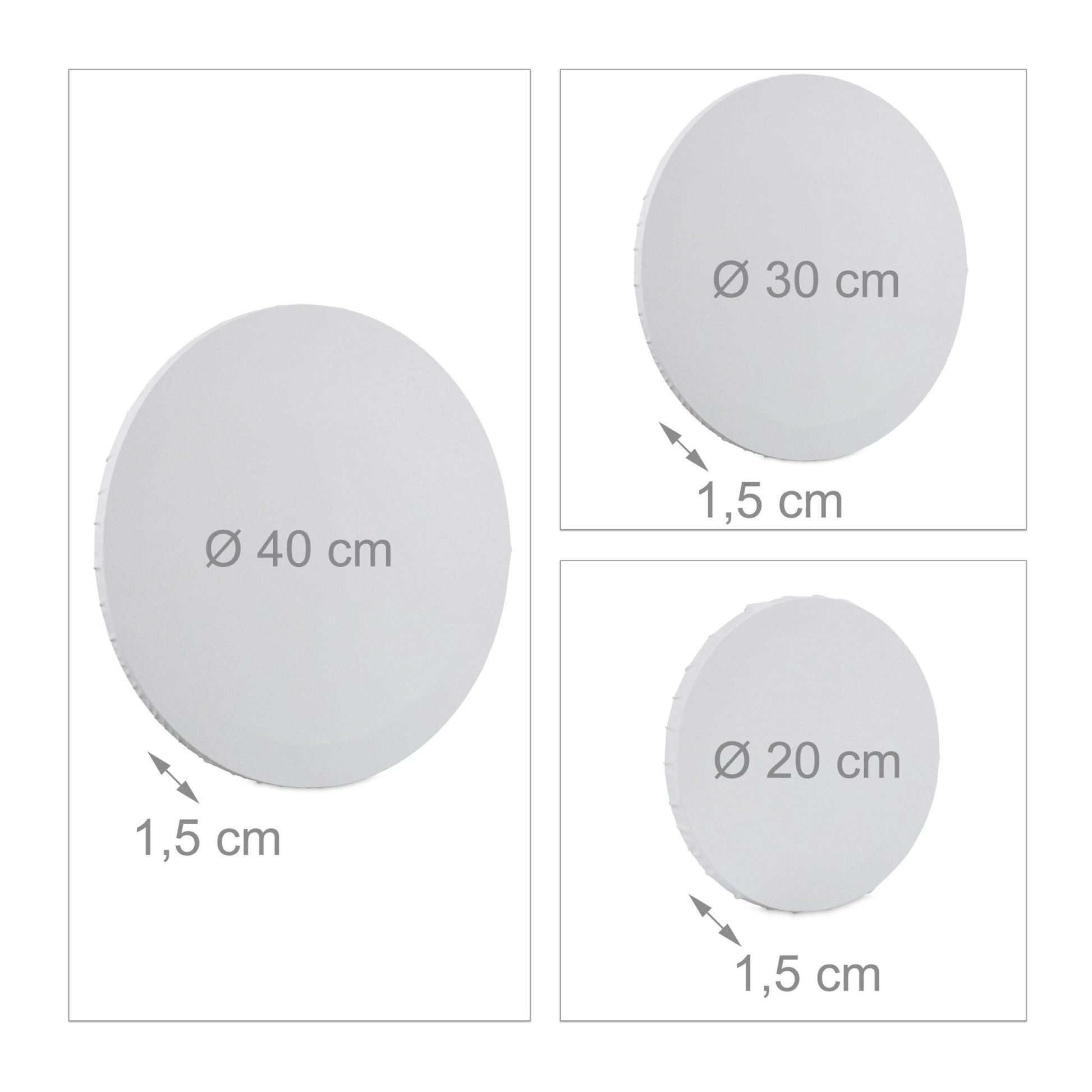 Leinwand rund 6er-Set Weiss von Relaxdays