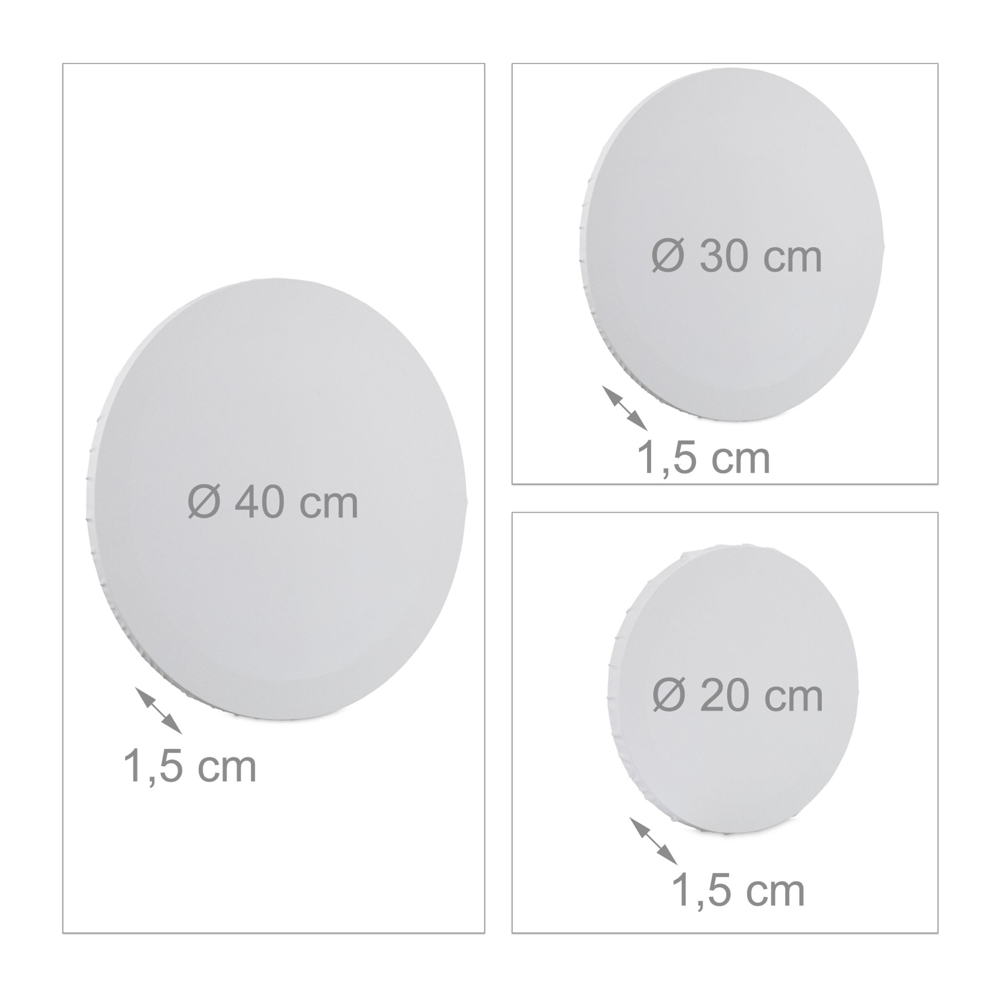 Leinwand rund 6er-Set Weiss von Relaxdays