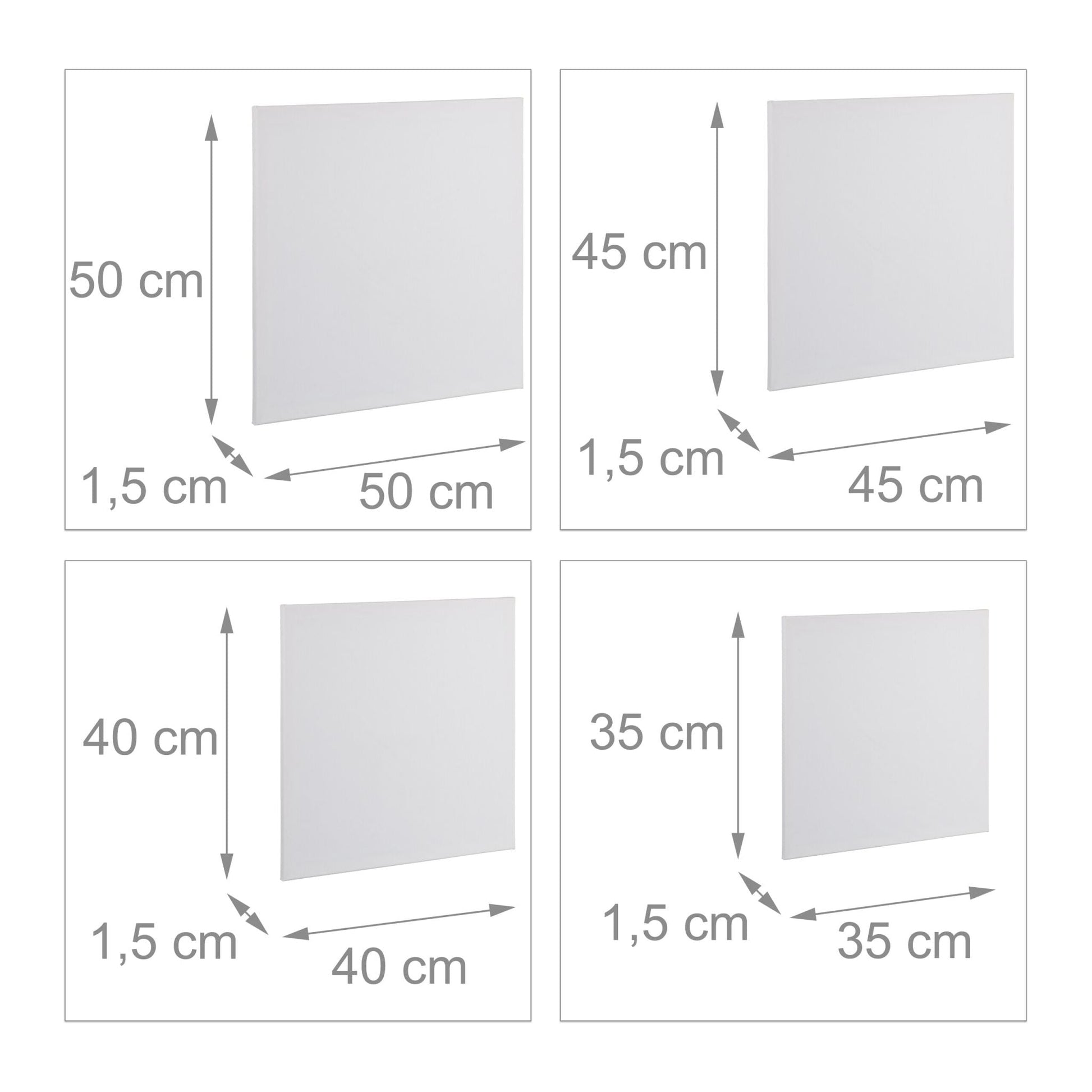 Leinwand quadratisch 16er-Set Weiss von Relaxdays