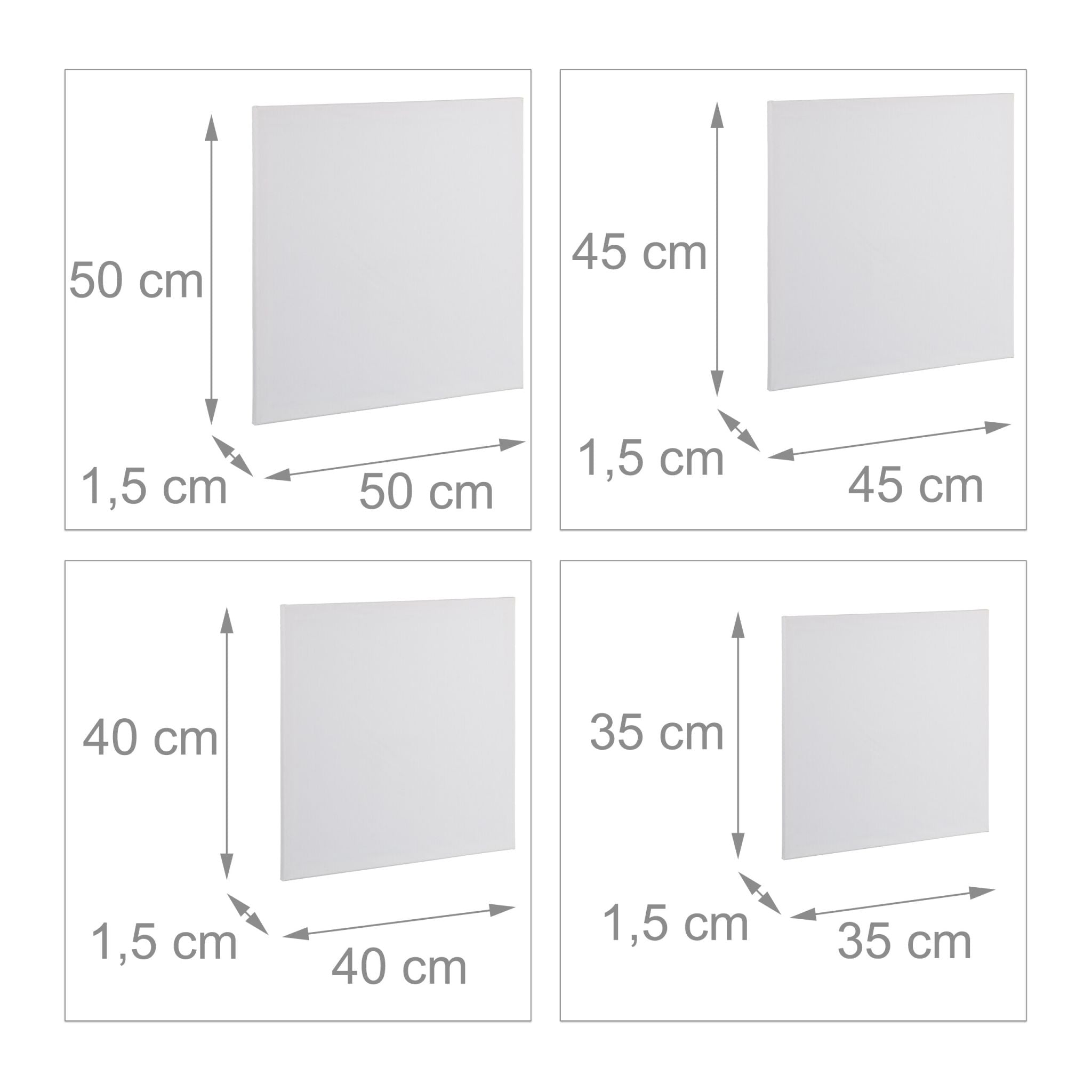 Leinwand quadratisch 16er-Set Weiss von Relaxdays