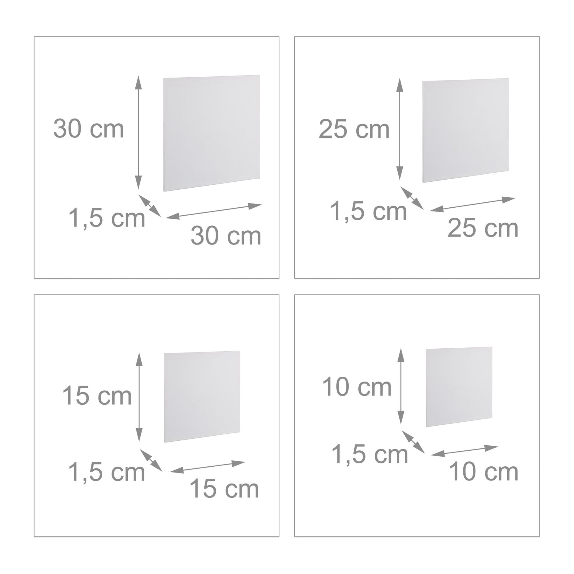 Leinwand quadratisch 16er-Set Weiss von Relaxdays