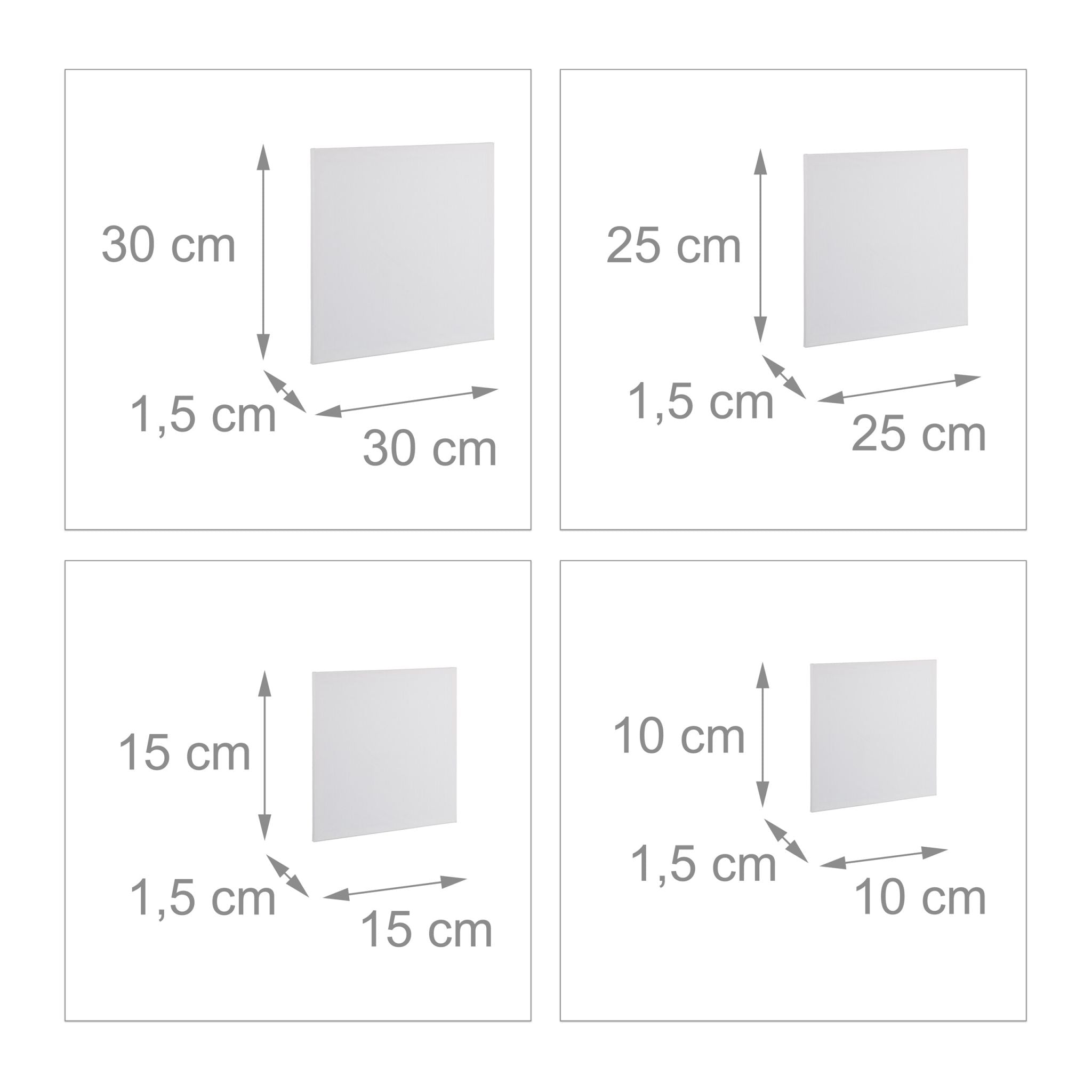 Leinwand quadratisch 16er-Set Weiss von Relaxdays