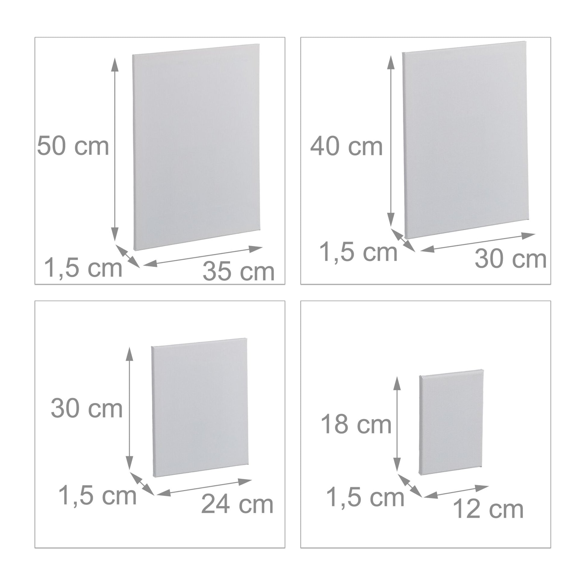 Leinwand 12er-Set Weiss von Relaxdays