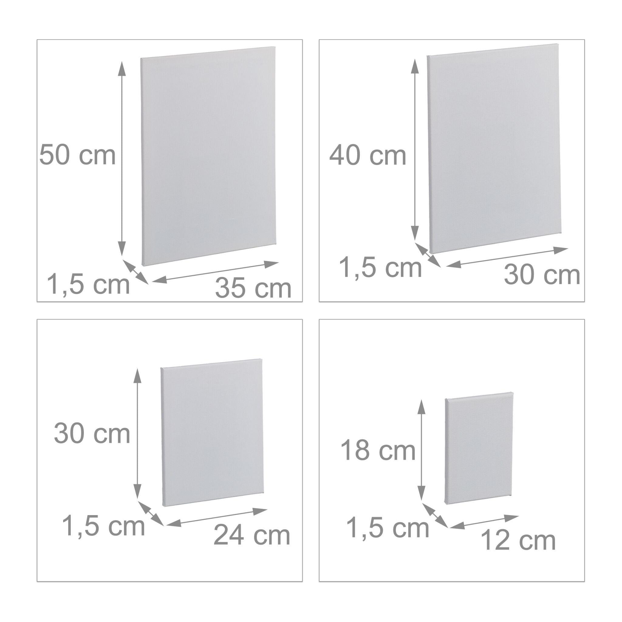 Leinwand 12er-Set Weiss von Relaxdays