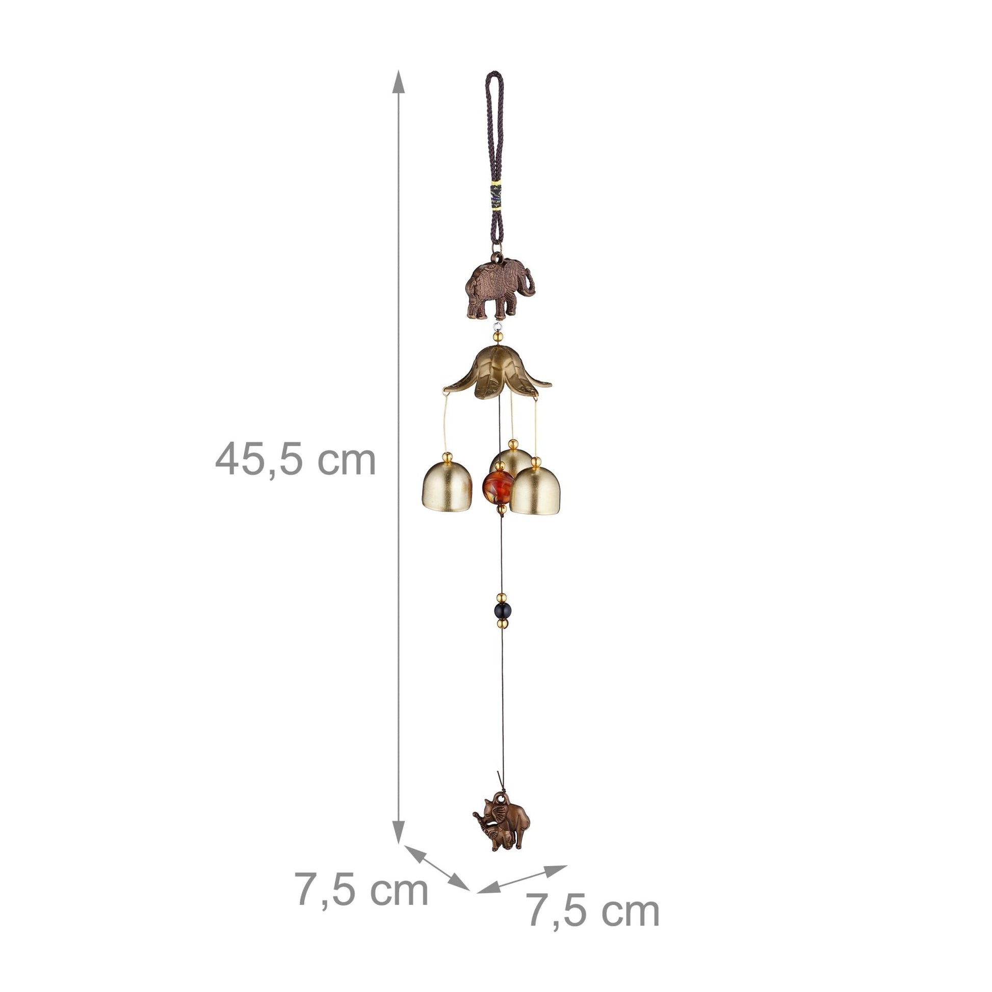 Windspiel 2er-Set mit Elefanten Gold-Rot-Schwarz von Relaxdays