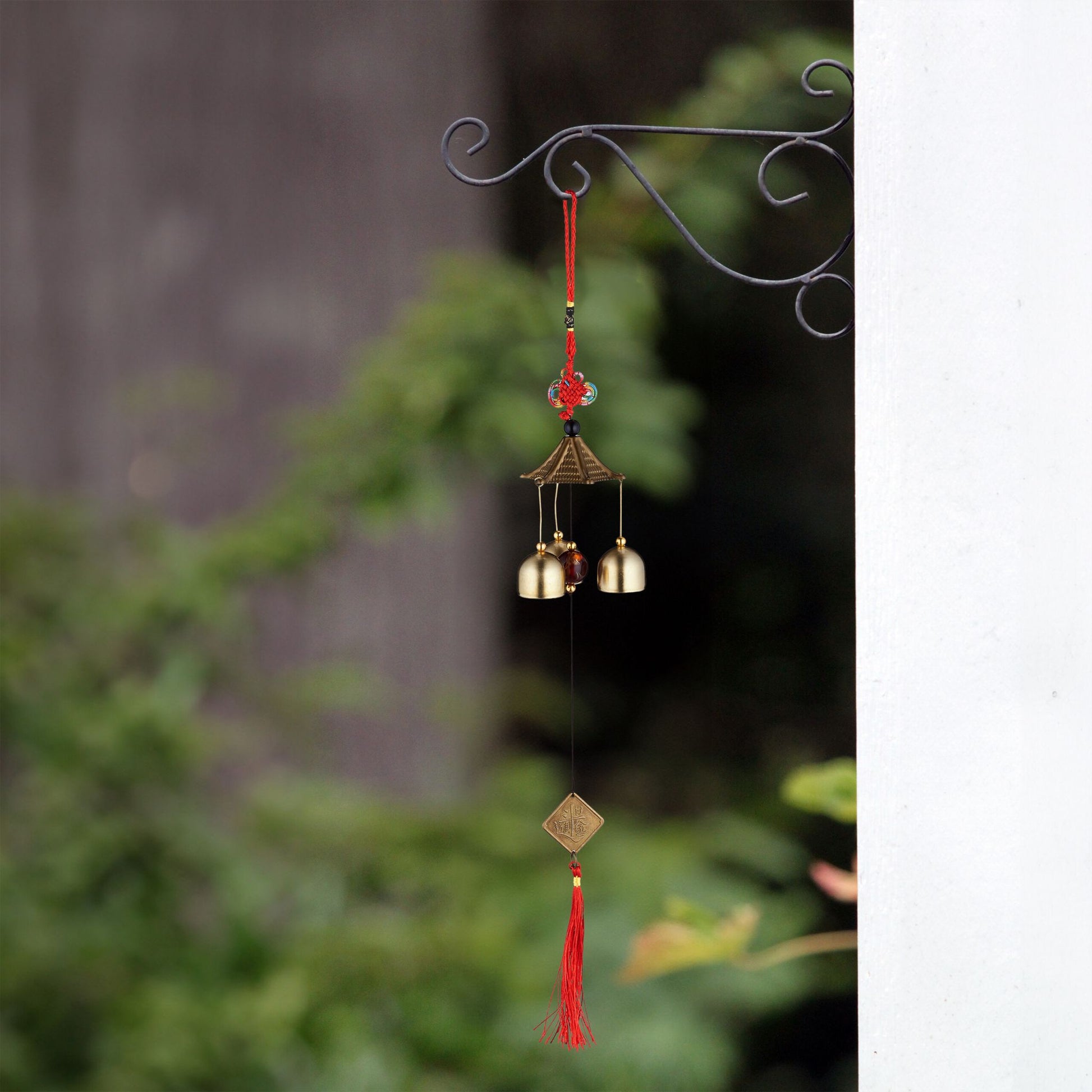 Windspiel Feng Shui 2er-Set Gold-Rot-Schwarz von Relaxdays