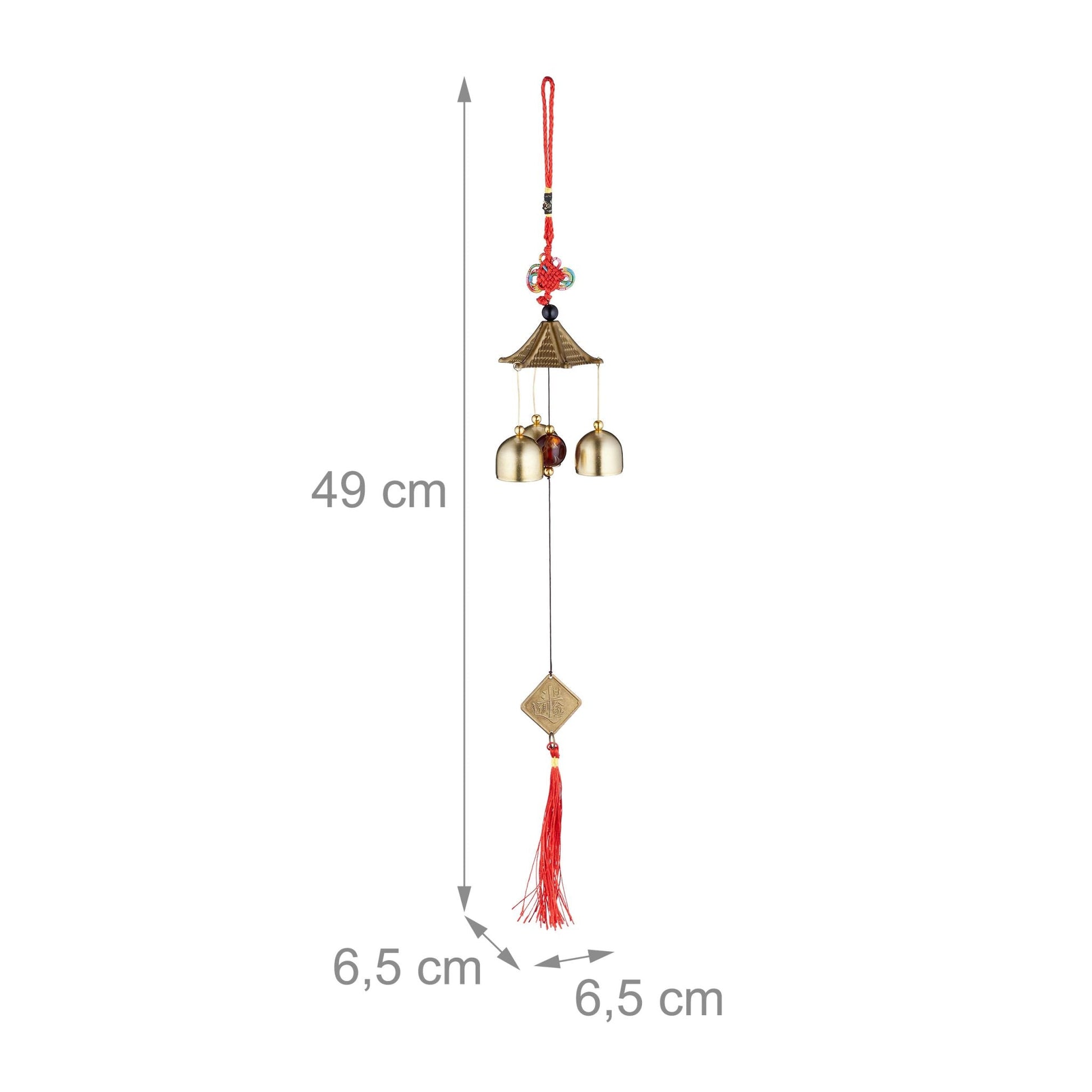 Windspiel Feng Shui 2er-Set Gold-Rot-Schwarz von Relaxdays