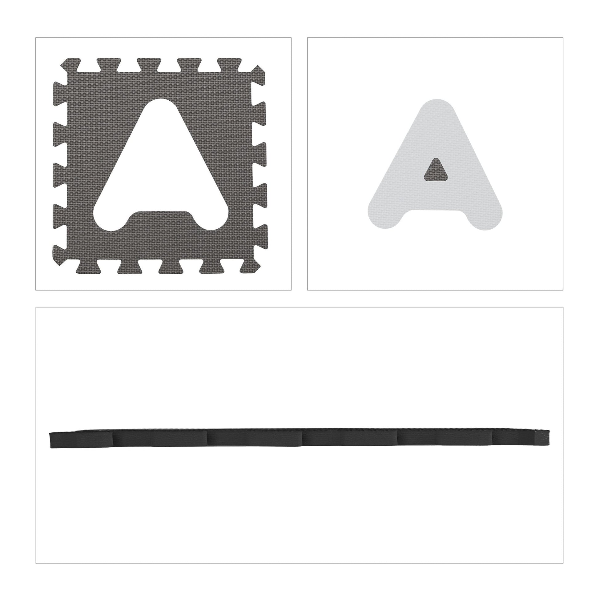 Puzzlematte ABC und Zahlen Anthrazit-Weiss-Grau von Relaxdays