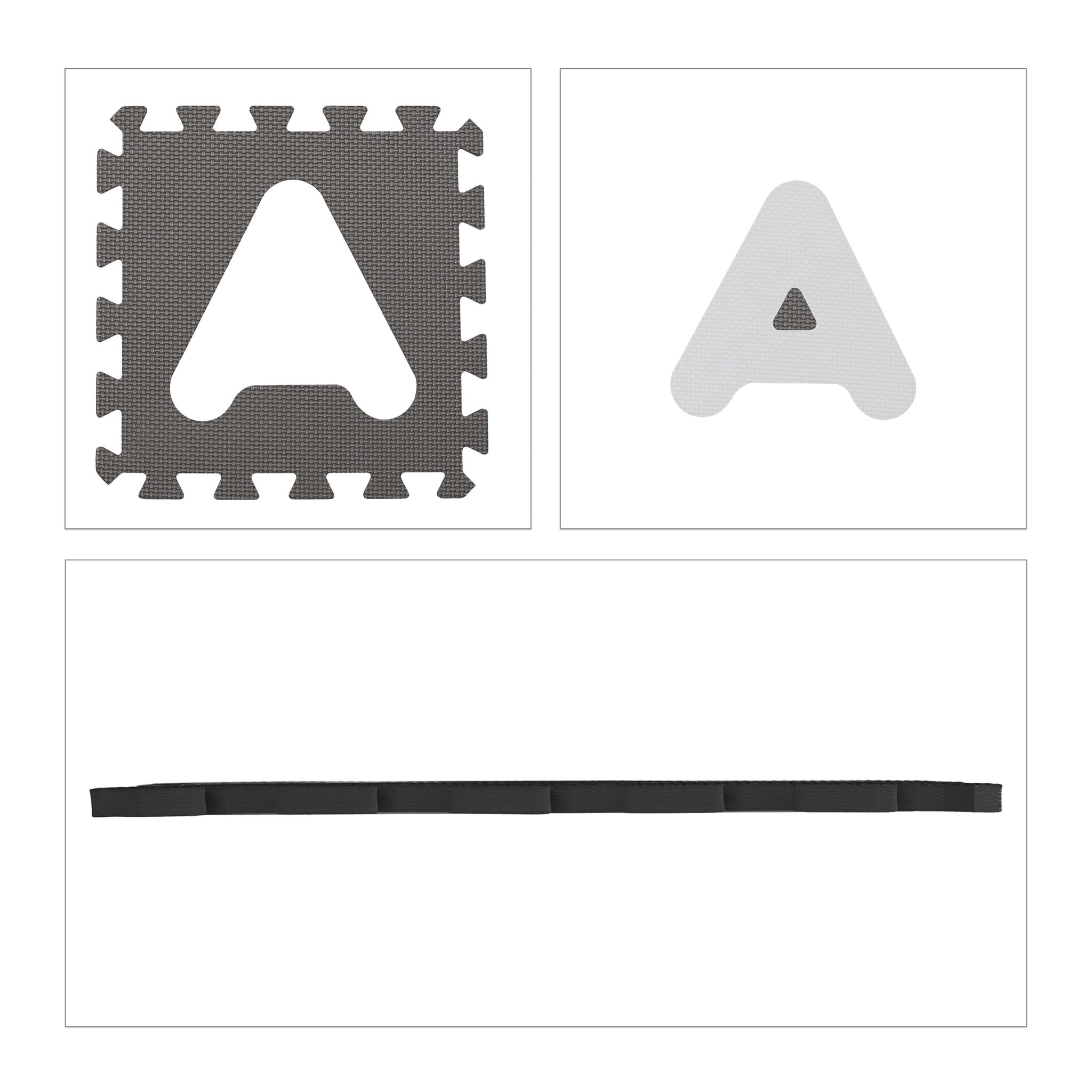 Puzzlematte ABC und Zahlen Anthrazit-Weiss-Grau von Relaxdays