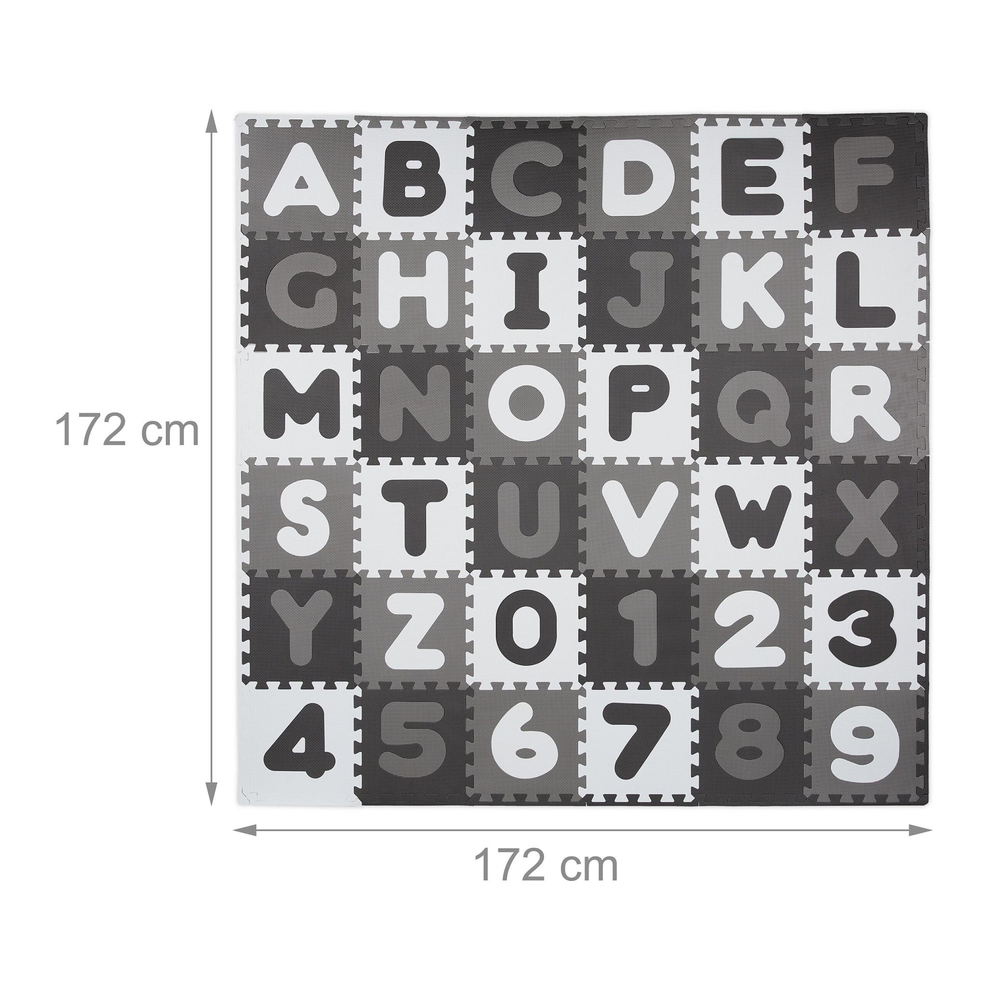 Puzzlematte ABC und Zahlen Anthrazit-Weiss-Grau von Relaxdays