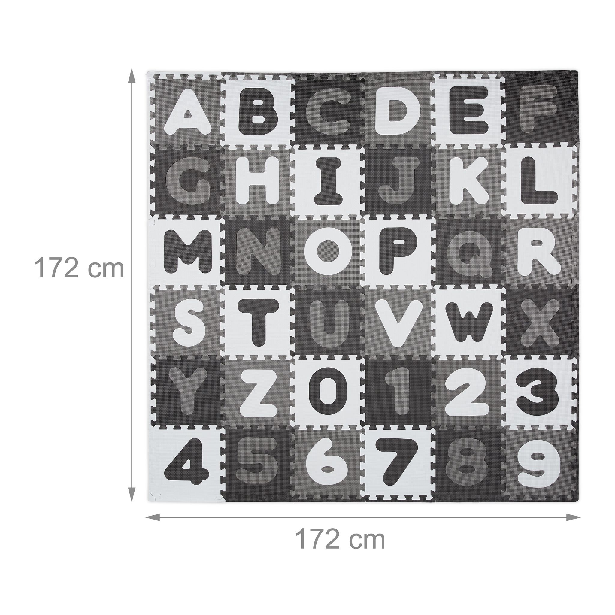 Puzzlematte ABC und Zahlen Anthrazit-Weiss-Grau von Relaxdays