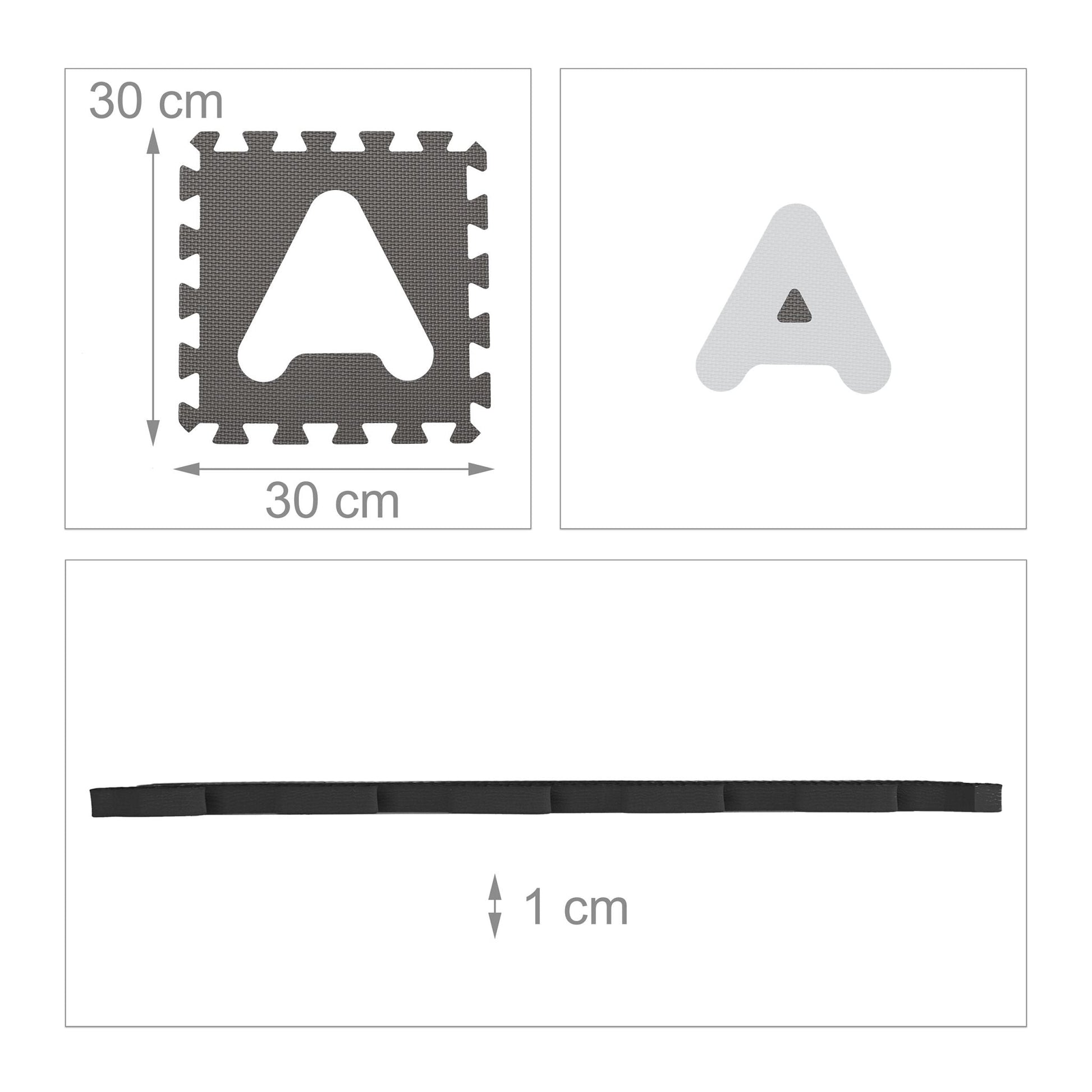 Puzzlematte ABC und Zahlen Anthrazit-Weiss-Grau von Relaxdays