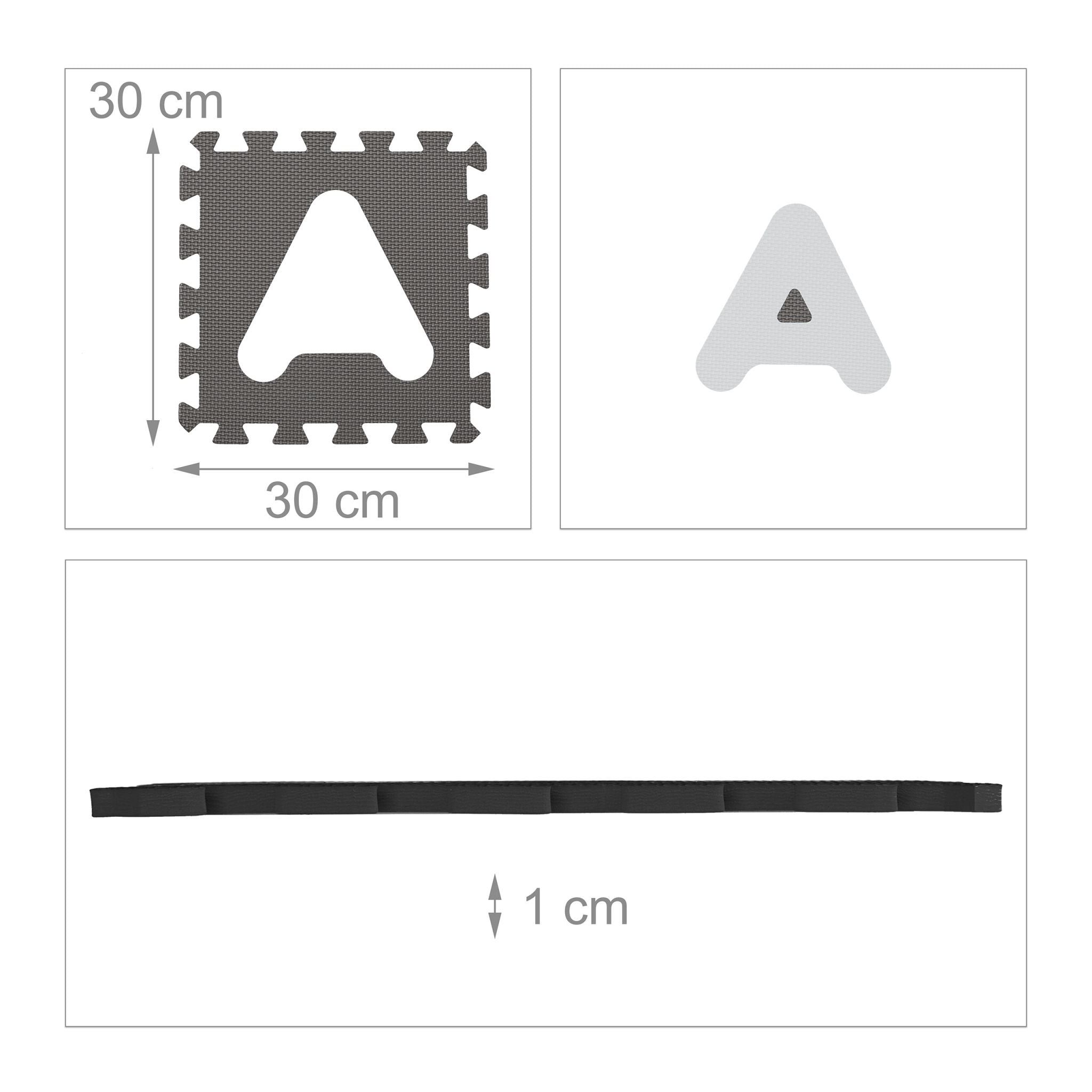 Puzzlematte ABC und Zahlen Anthrazit-Weiss-Grau von Relaxdays
