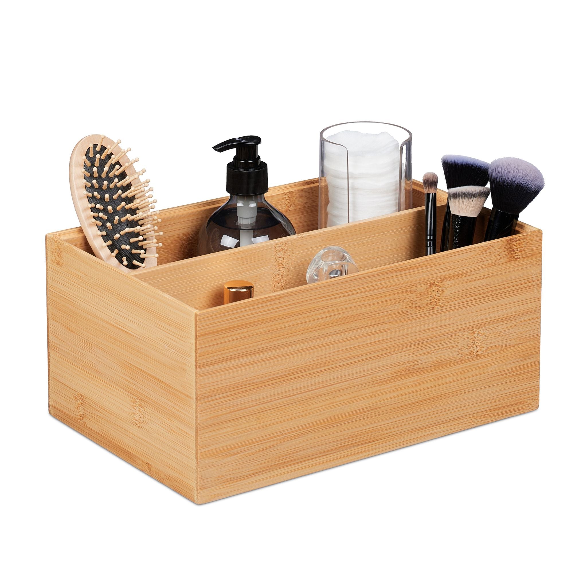 Aufbewahrungsbox Bambus 2 Fächer Hellbraun von Relaxdays
