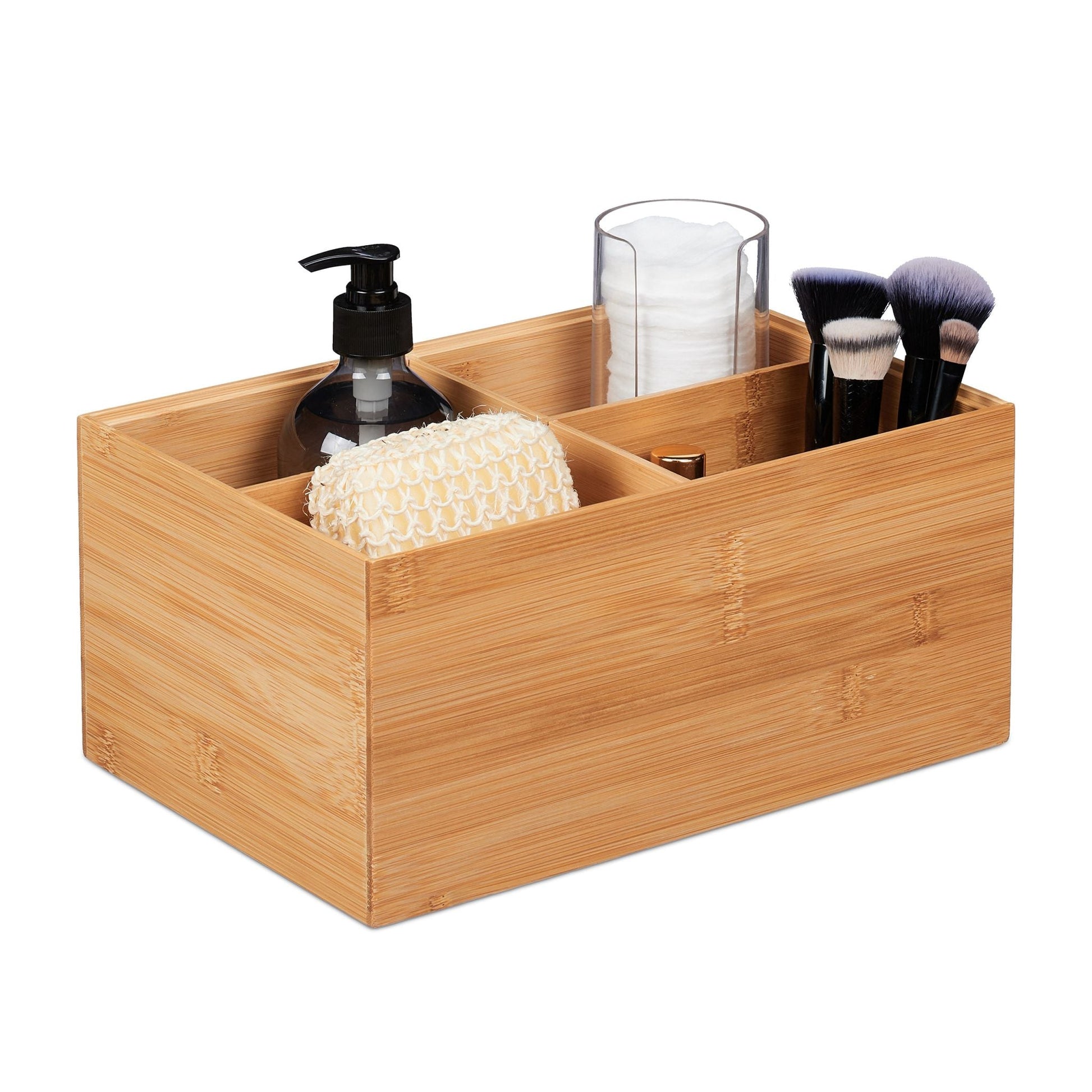 Aufbewahrungsbox 4 Fächer Hellbraun von Relaxdays