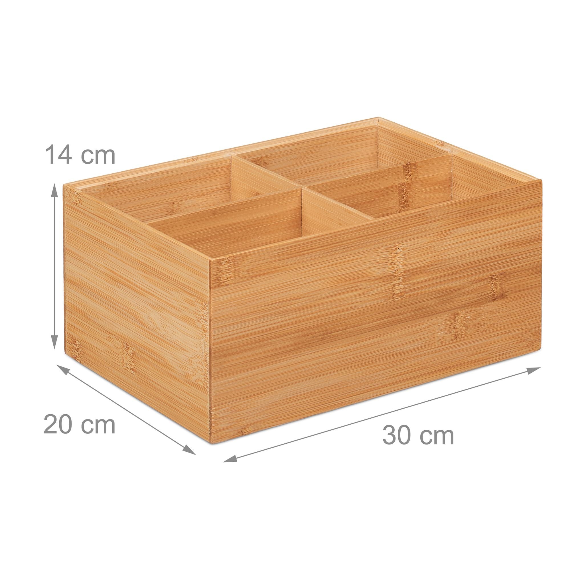Aufbewahrungsbox 4 Fächer Hellbraun von Relaxdays