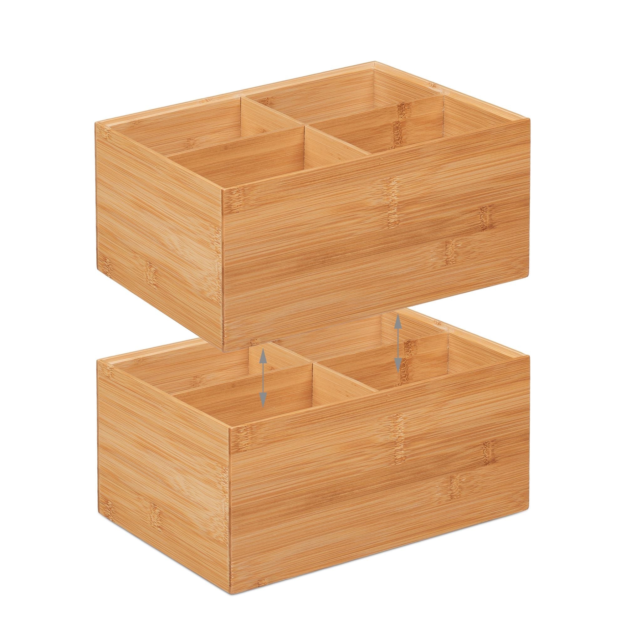 Aufbewahrungsbox 4 Fächer Hellbraun von Relaxdays