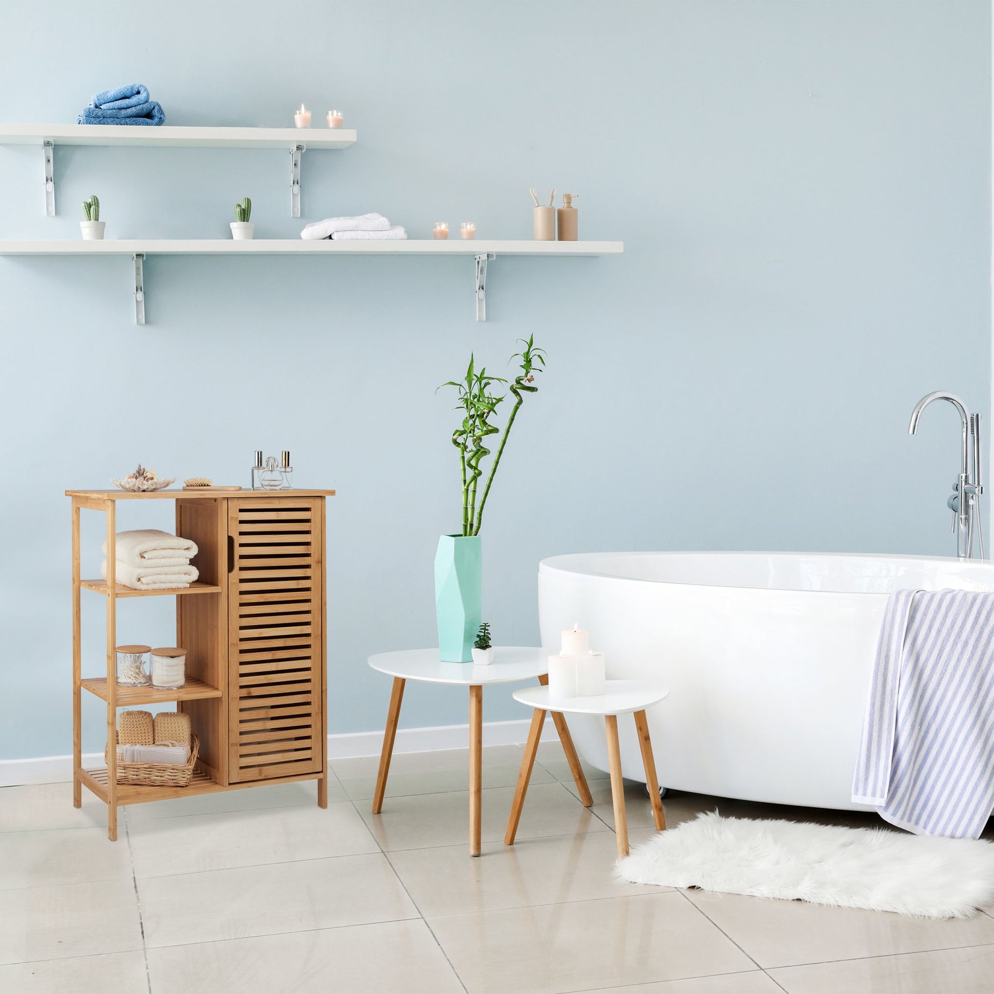 Badschrank Bambus Hellbraun von Relaxdays