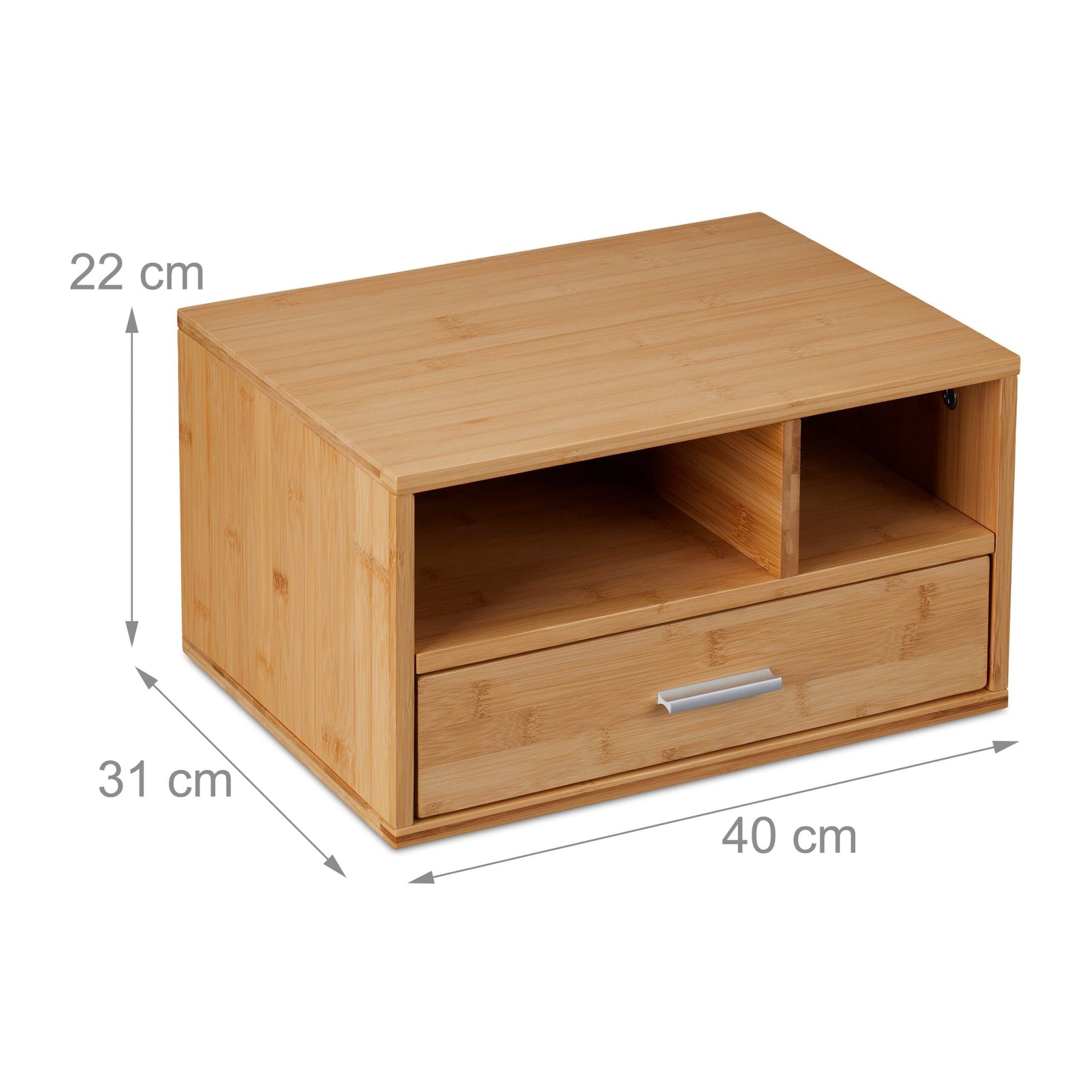 Schreibtisch Organizer mit Schublade Hellbraun-Silber von Relaxdays